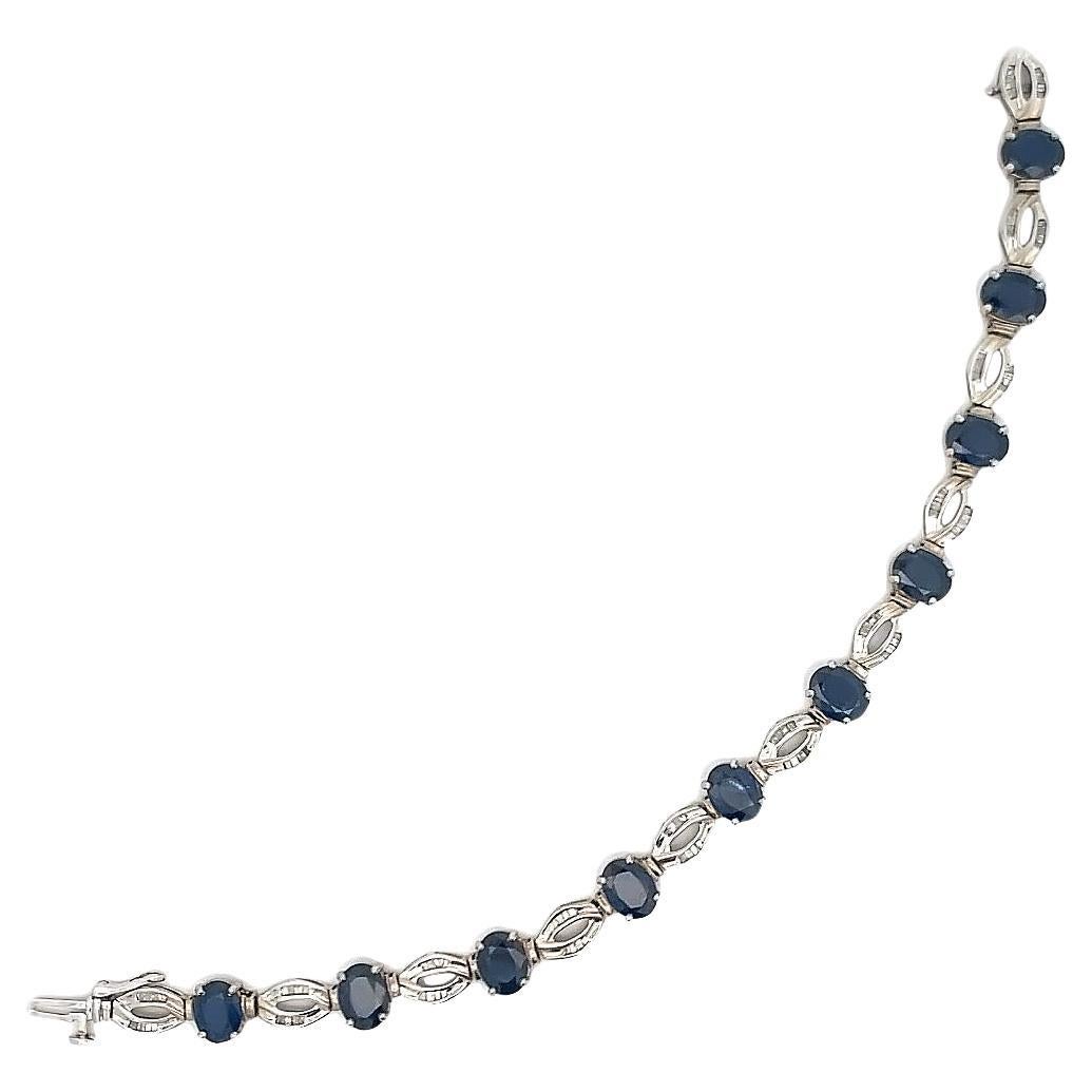 Sapphire and Diamond Link Bracelet For Sale