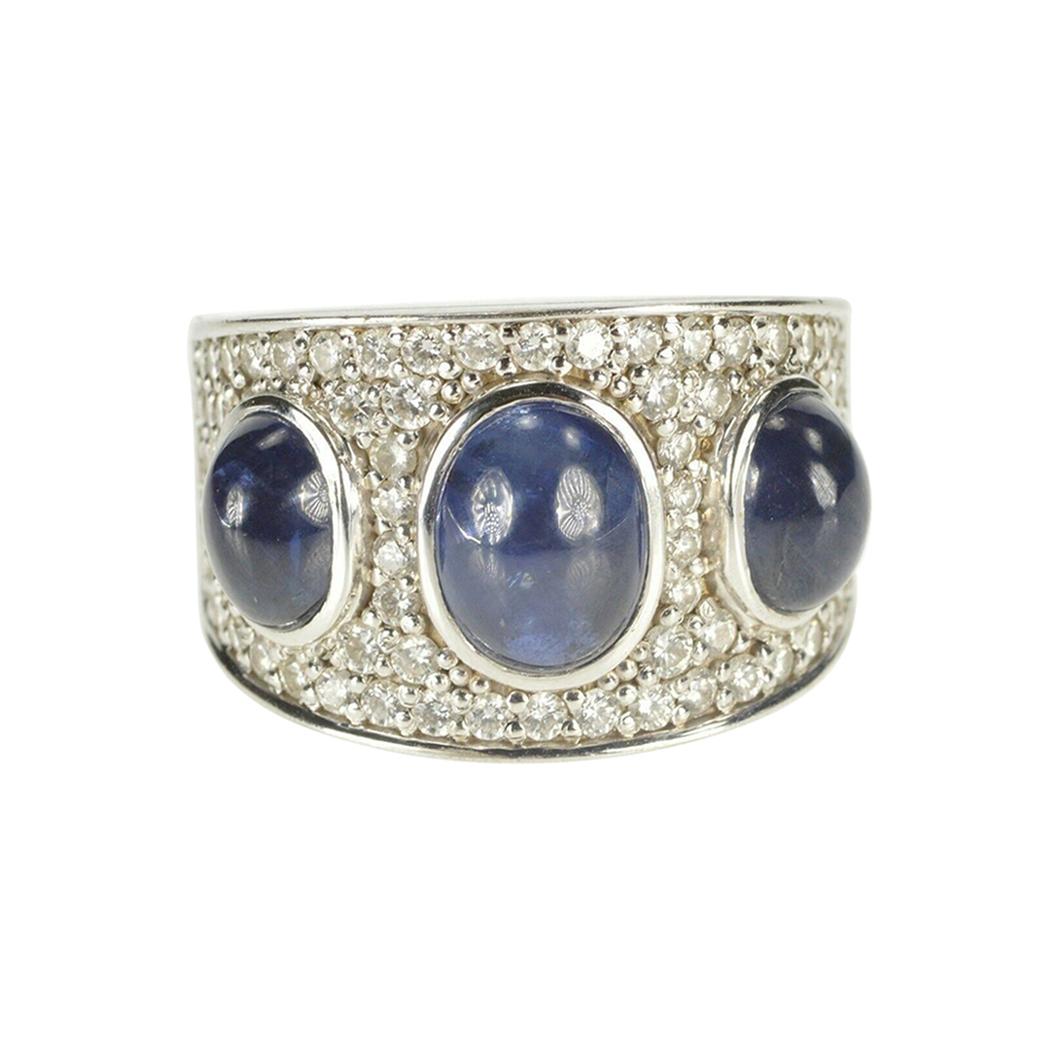 Sapphire and Diamond Modern Ring For Sale