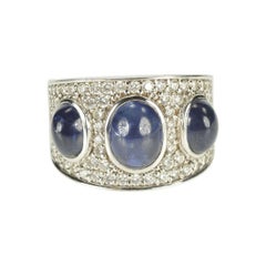 Sapphire and Diamond Modern Ring