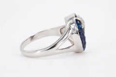 Sapphire and Diamond Moon Fashion Ring in 18k White Gold
