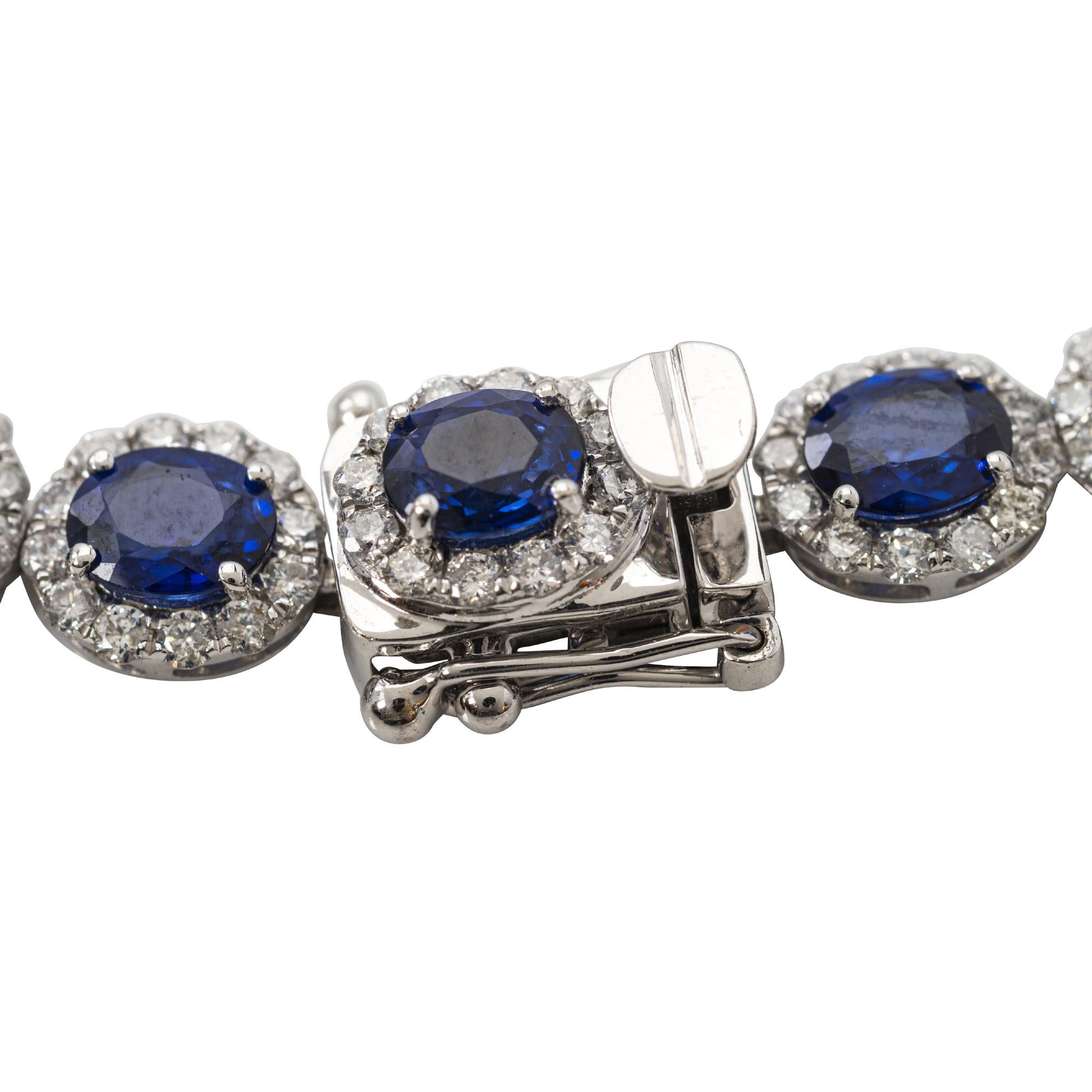 Oval Cut Sapphire and Diamond Necklace