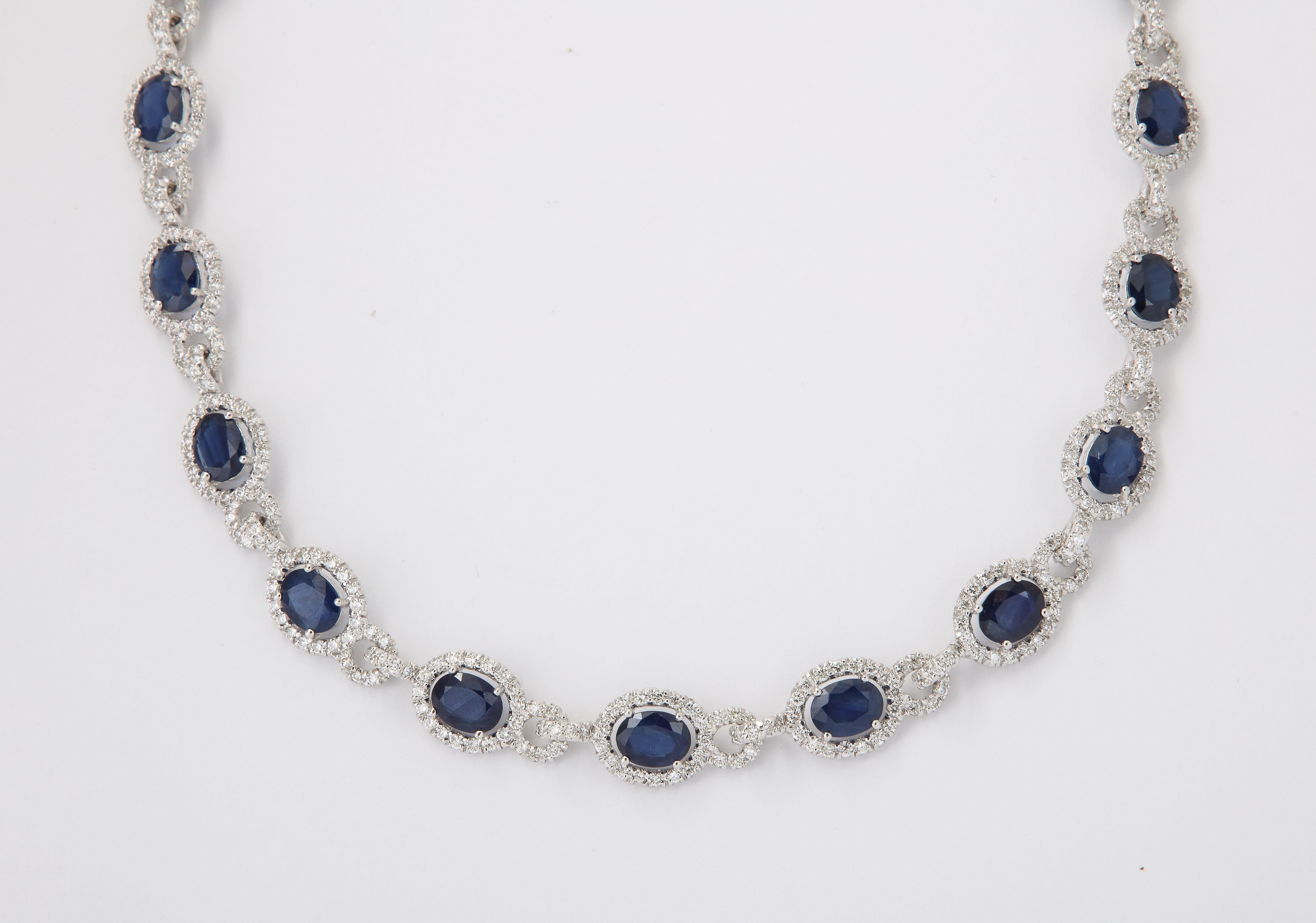 Sapphire and Diamond Necklace  In New Condition For Sale In New York, NY