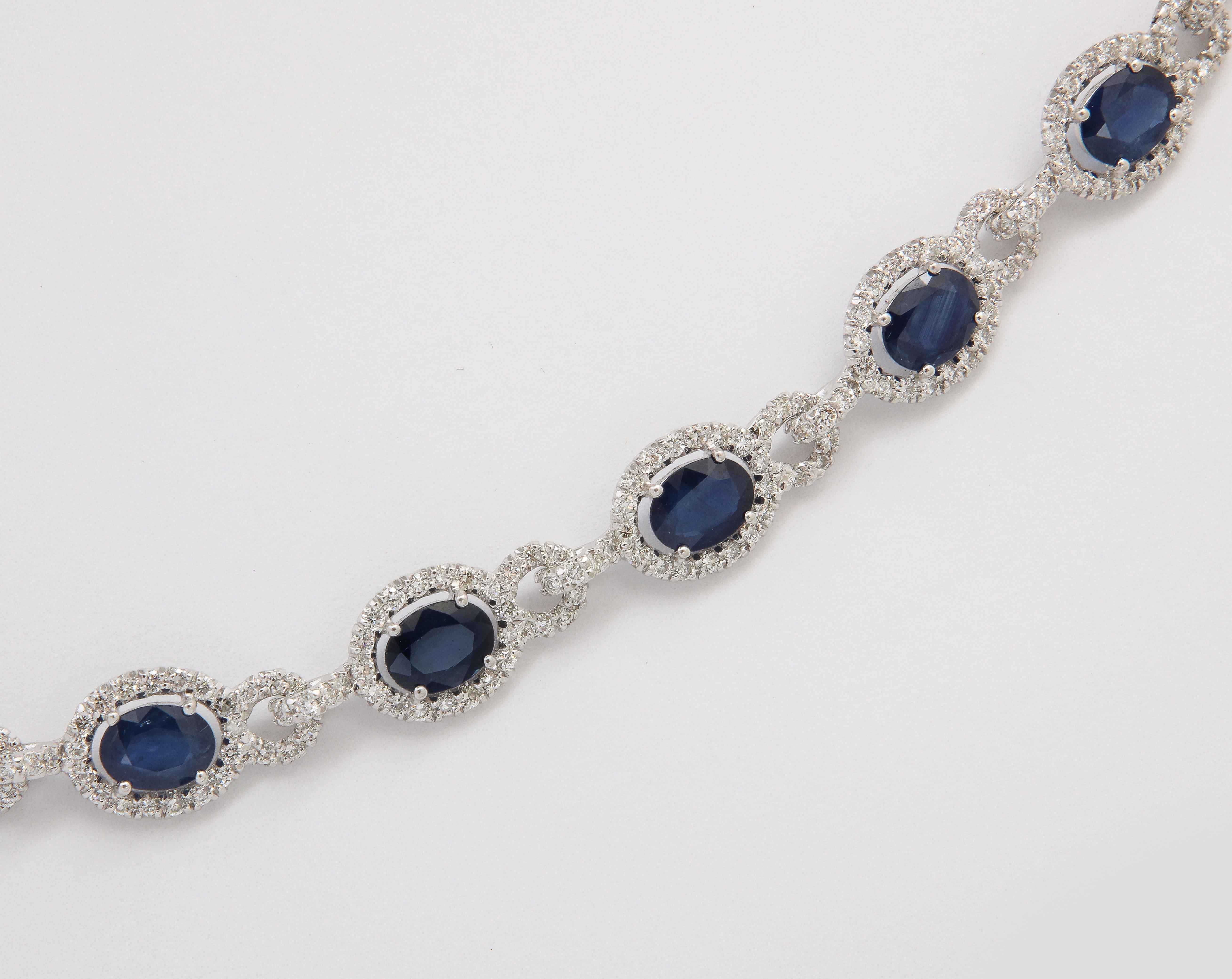 Women's or Men's Sapphire and Diamond Necklace  For Sale