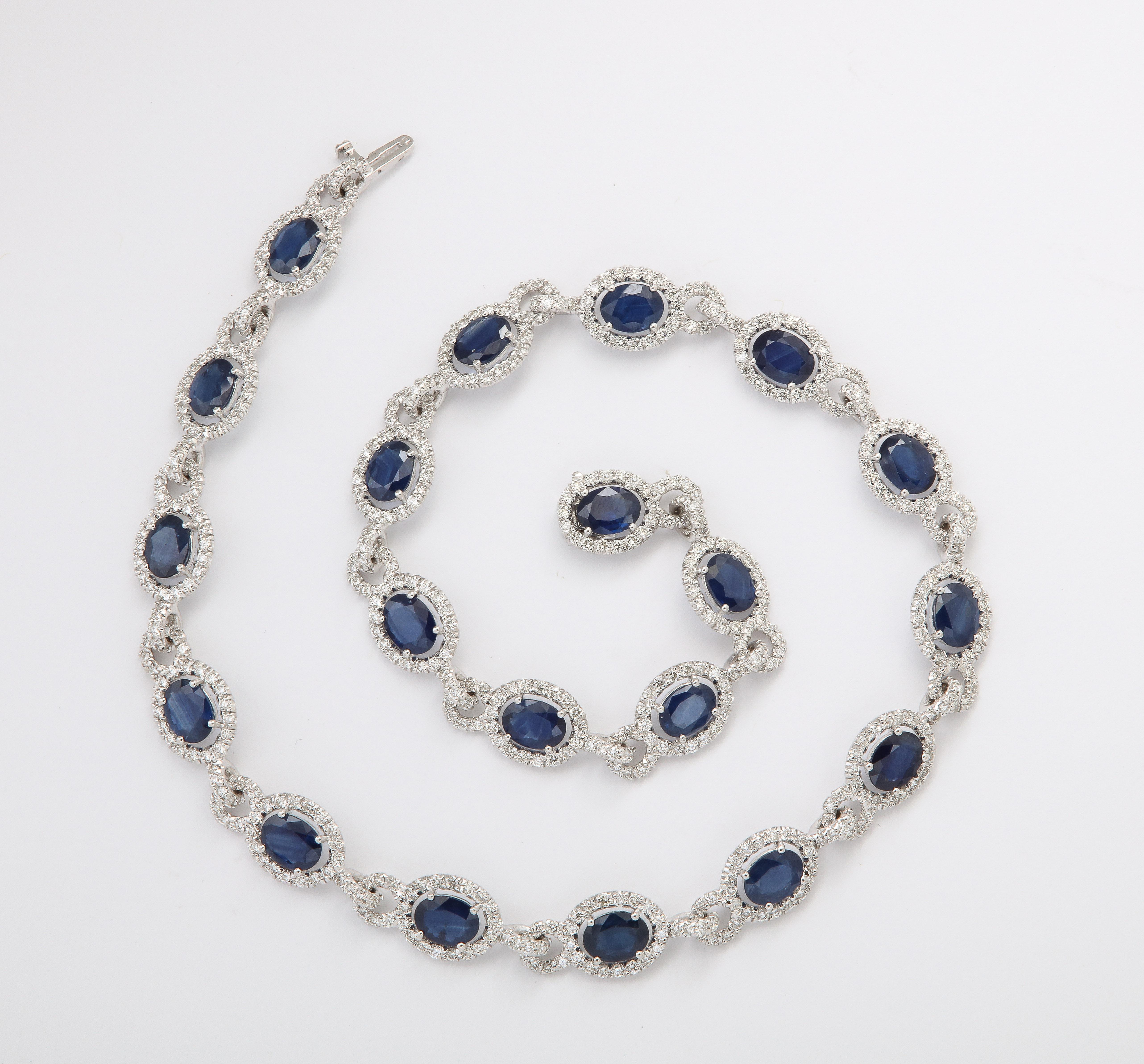 Sapphire and Diamond Necklace  For Sale 2