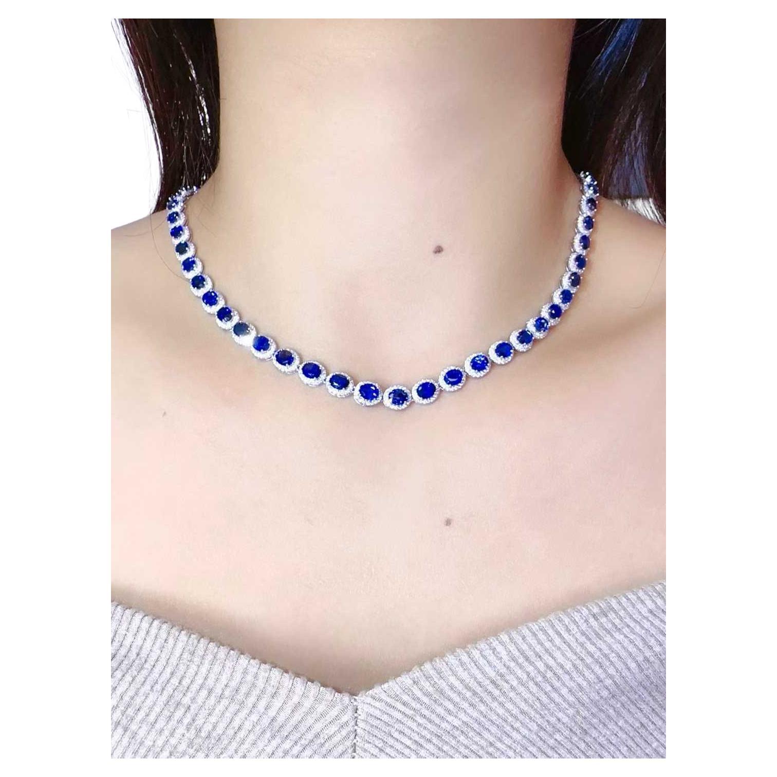 Collier saphir et diamant en or 18 carats - Eze Jewelry en vente