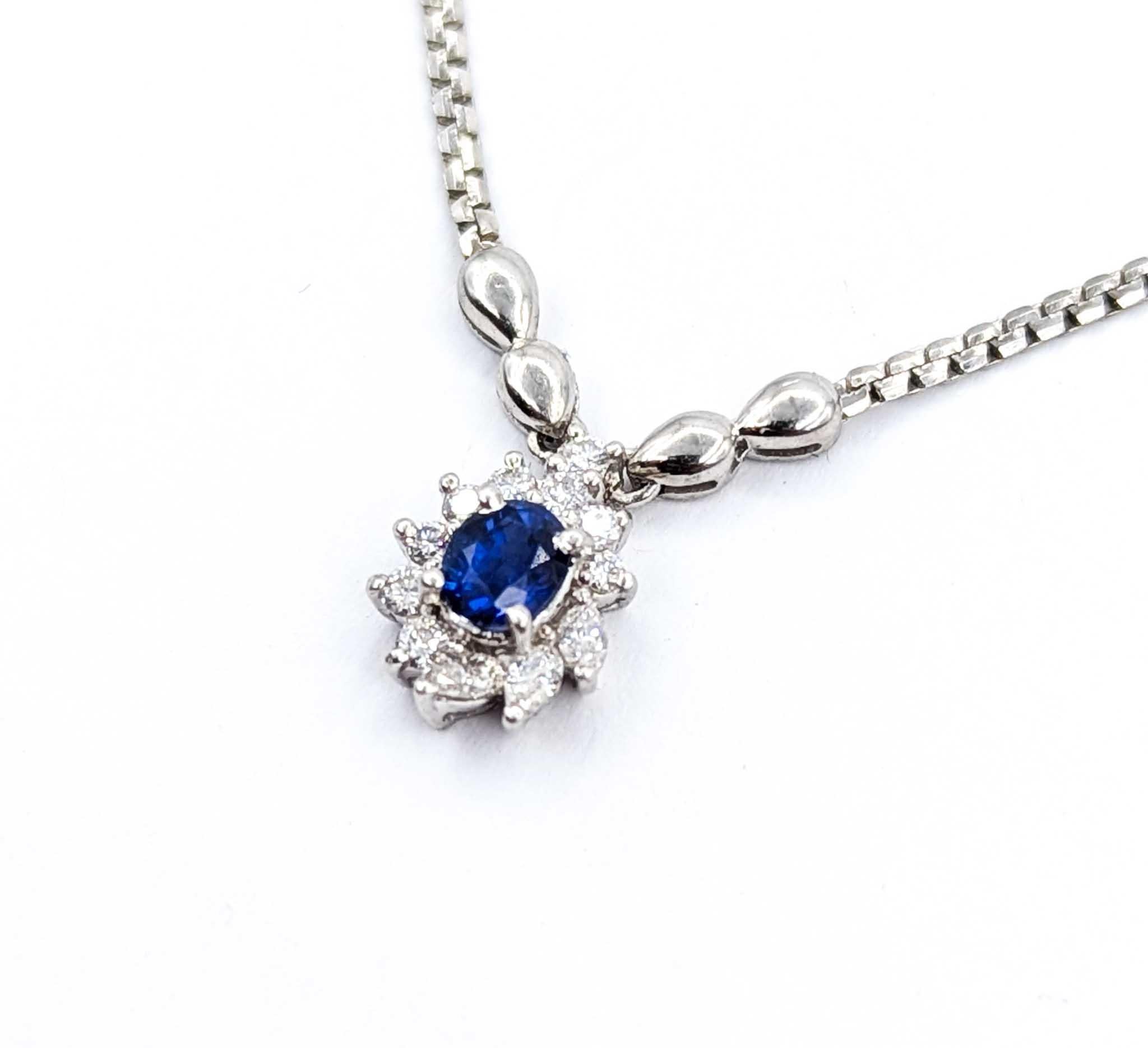 Saphir- und Diamant-Halskette aus 850pt Starburst Gold (Rundschliff) im Angebot