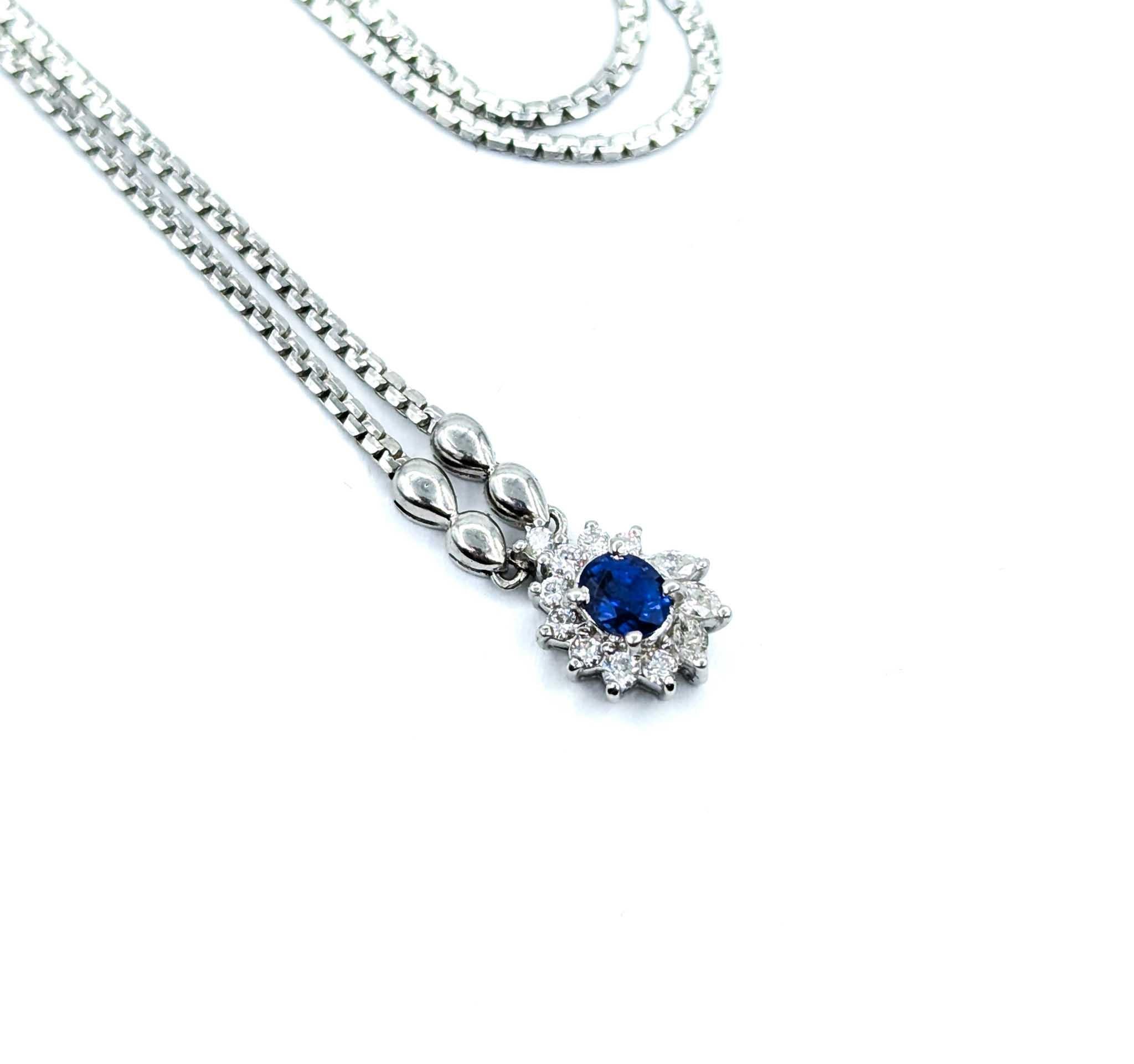Saphir- und Diamant-Halskette aus 850pt Starburst Gold Damen im Angebot