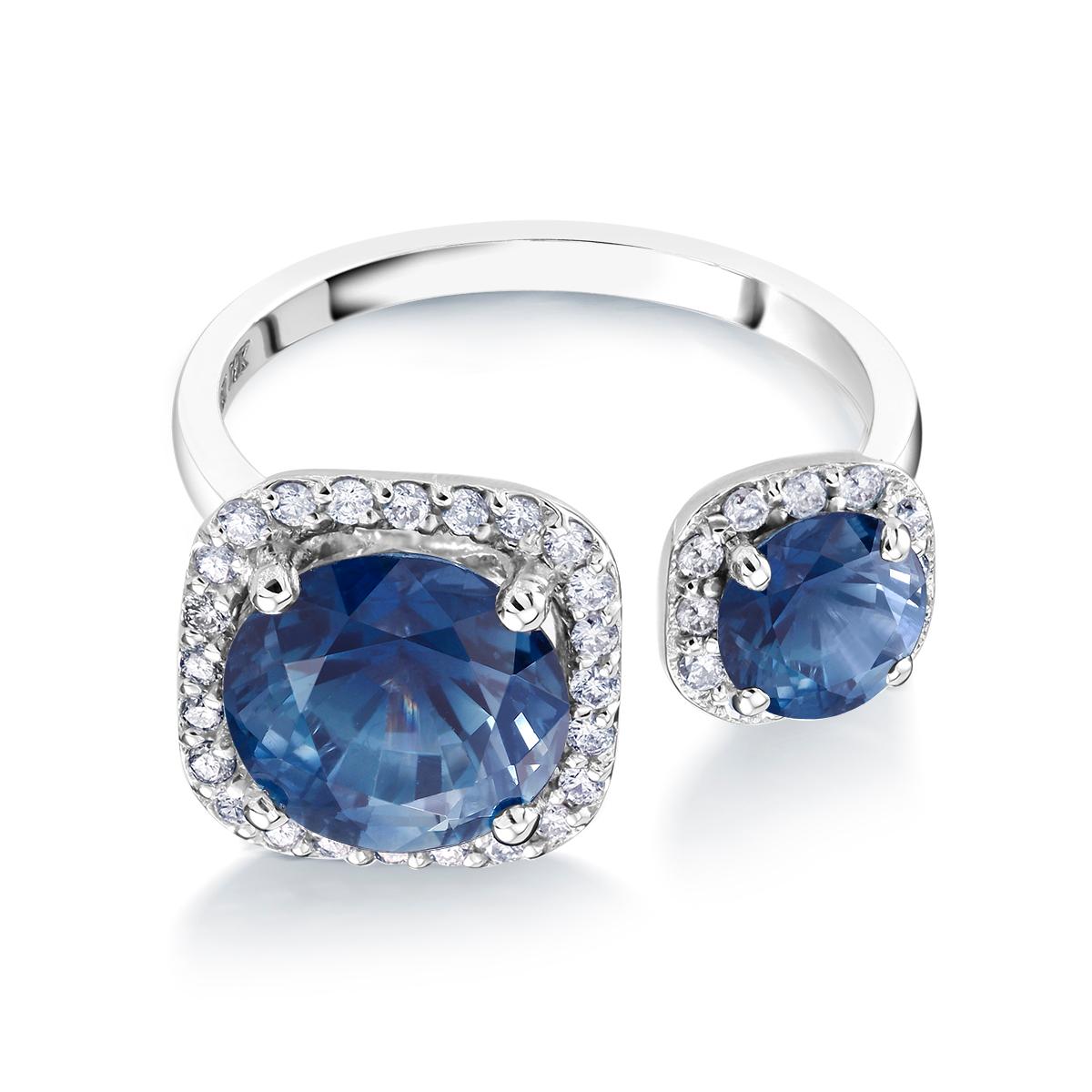 Sapphire and Diamond Open Shank Cocktail Ring Weighing 5.70 Carat 2