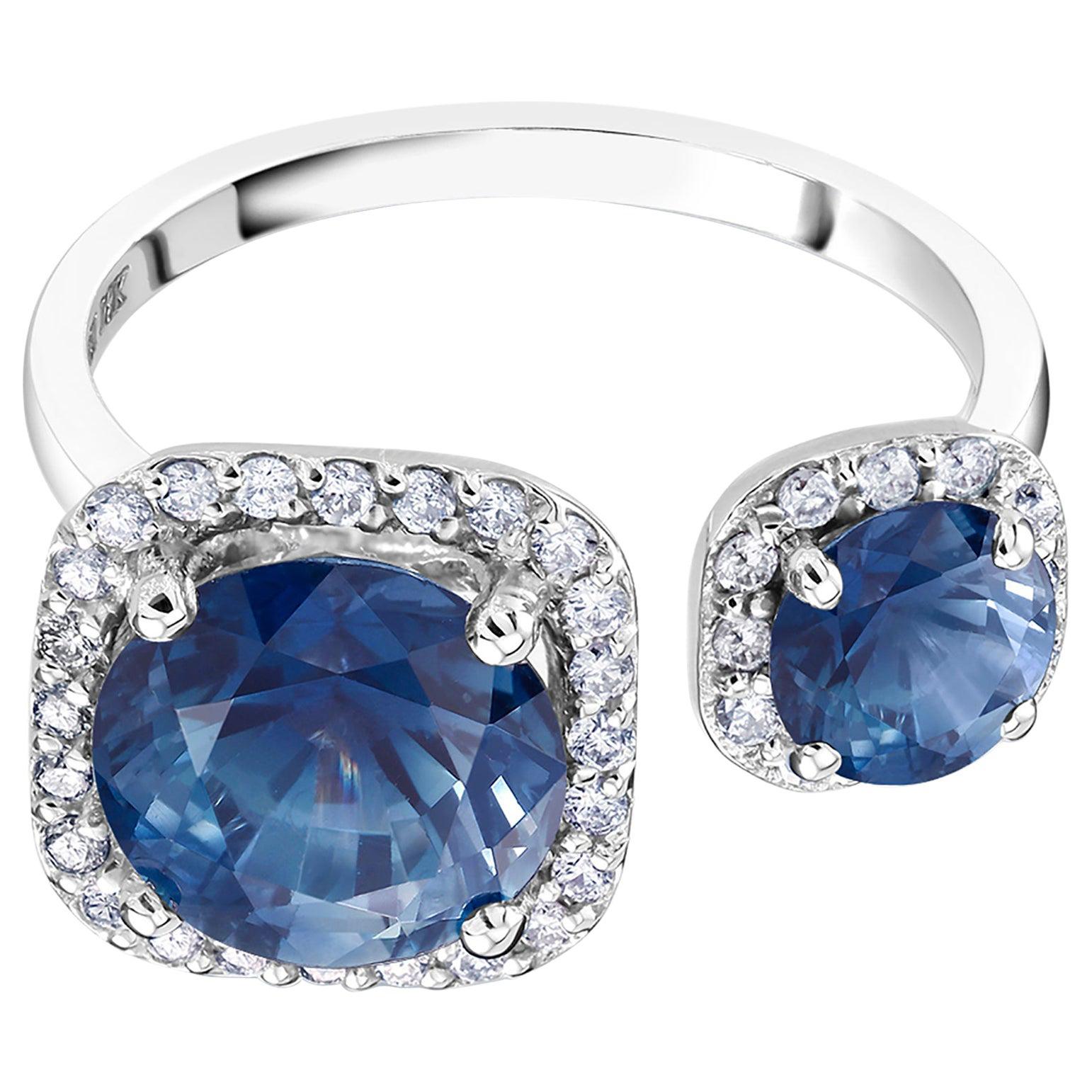 Sapphire and Diamond Open Shank Cocktail Ring Weighing 5.70 Carat