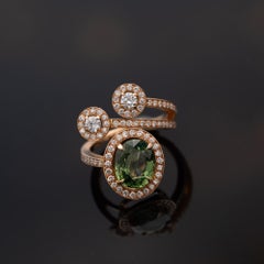 Sapphire and Diamond Openwork Ring in 18K Rose Gold