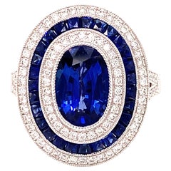 Ovaler Ring mit Saphir und Diamant im Vintage-Stil