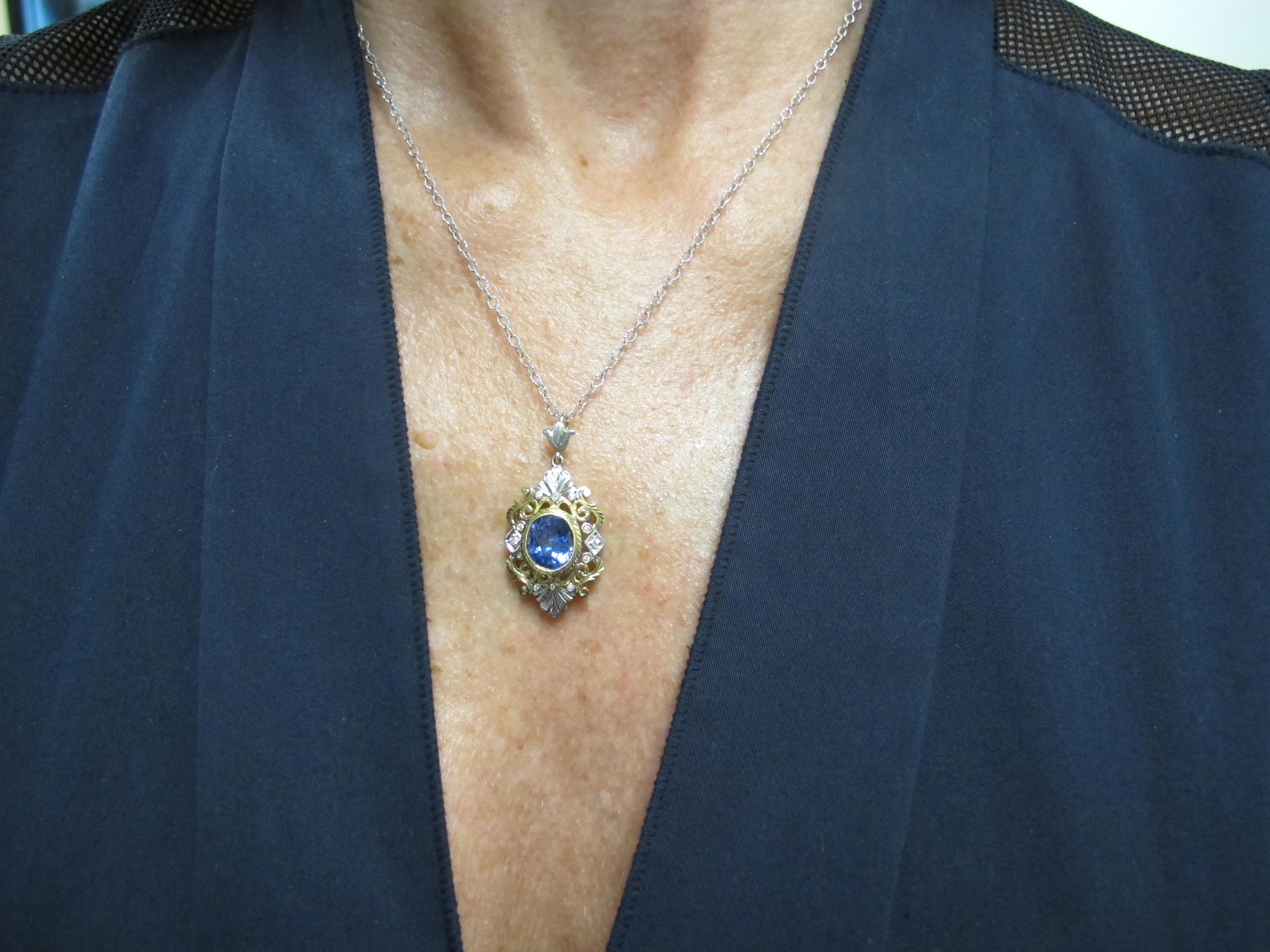 Artisan Sapphire and Diamond Pendant