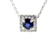 Ciondolo con zaffiro e diamante Diamonds Halo .72ct 14K Nuovo di zecca