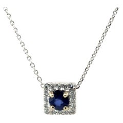 Pendentif saphir et diamant Mined Diamond Halo .72ct 14K Brand New