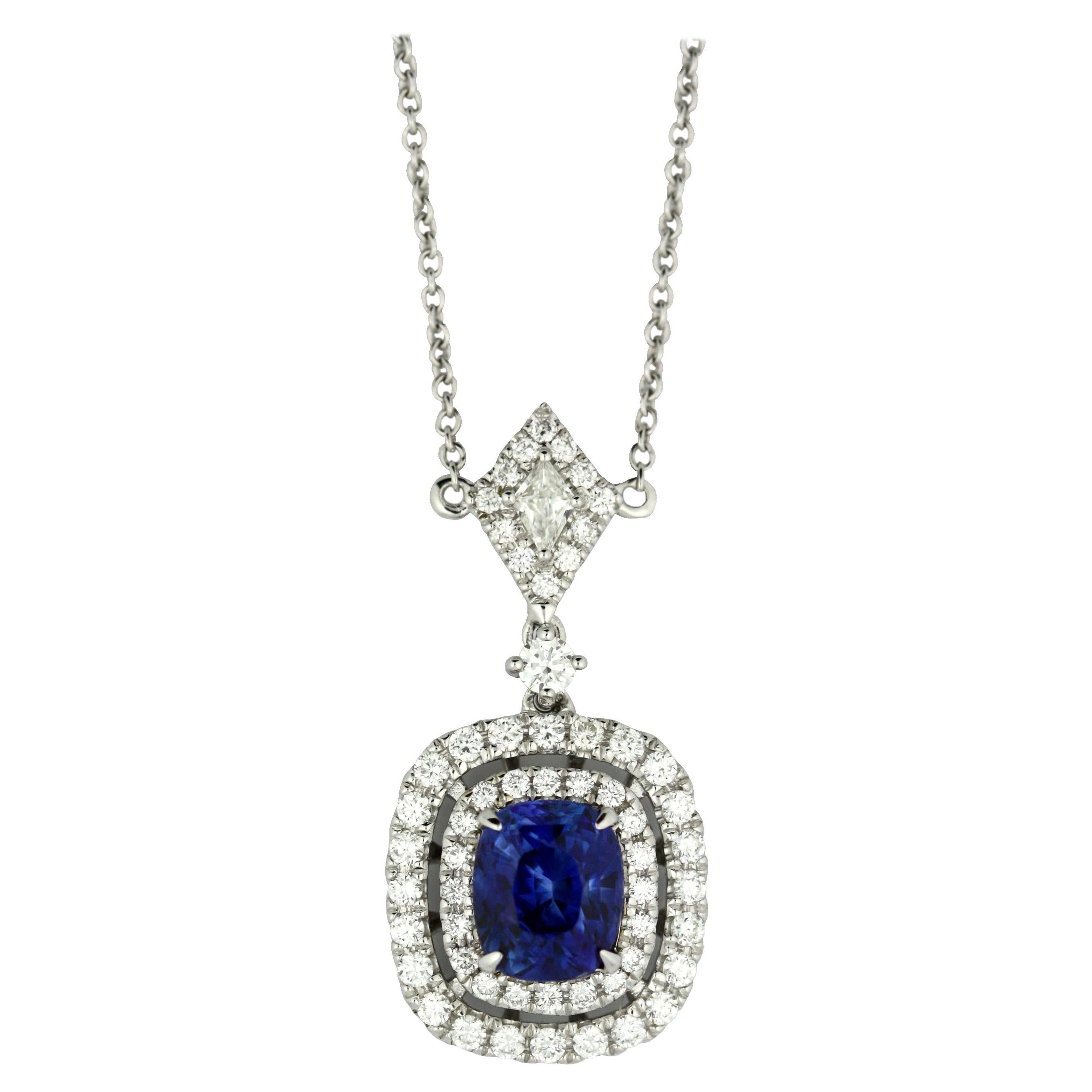 Diamond, Sapphire and Topaz Allah Necklace at 1stDibs