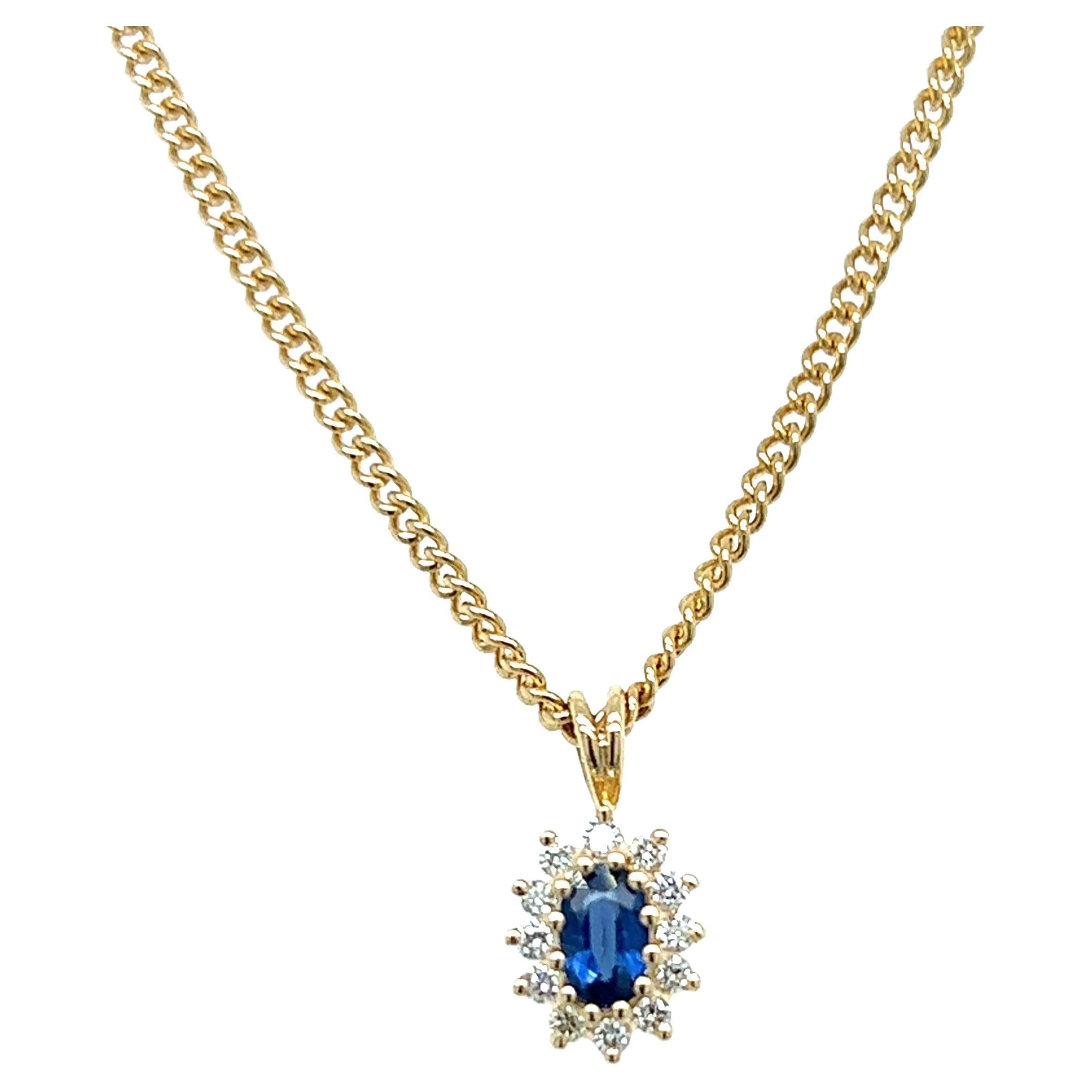 Sapphire and Diamond Pendant Necklace in 14k Yellow Gold at 1stDibs — free download
