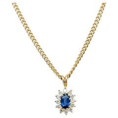 Sapphire and Diamond Pendant Necklace in 14k Yellow Gold