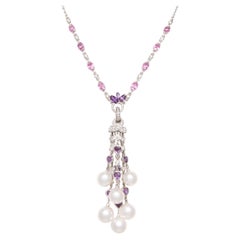 Halskette mit Saphir- und Diamant-Anhänger im Lavendel-Design von Ella Gafter