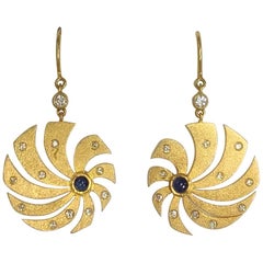 Sapphire and Diamond Pinwheel Earrings in 18 Karat Gold, A2 by Arunashi