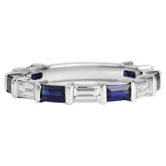 Sapphire and Diamond Platinum Bar Ring