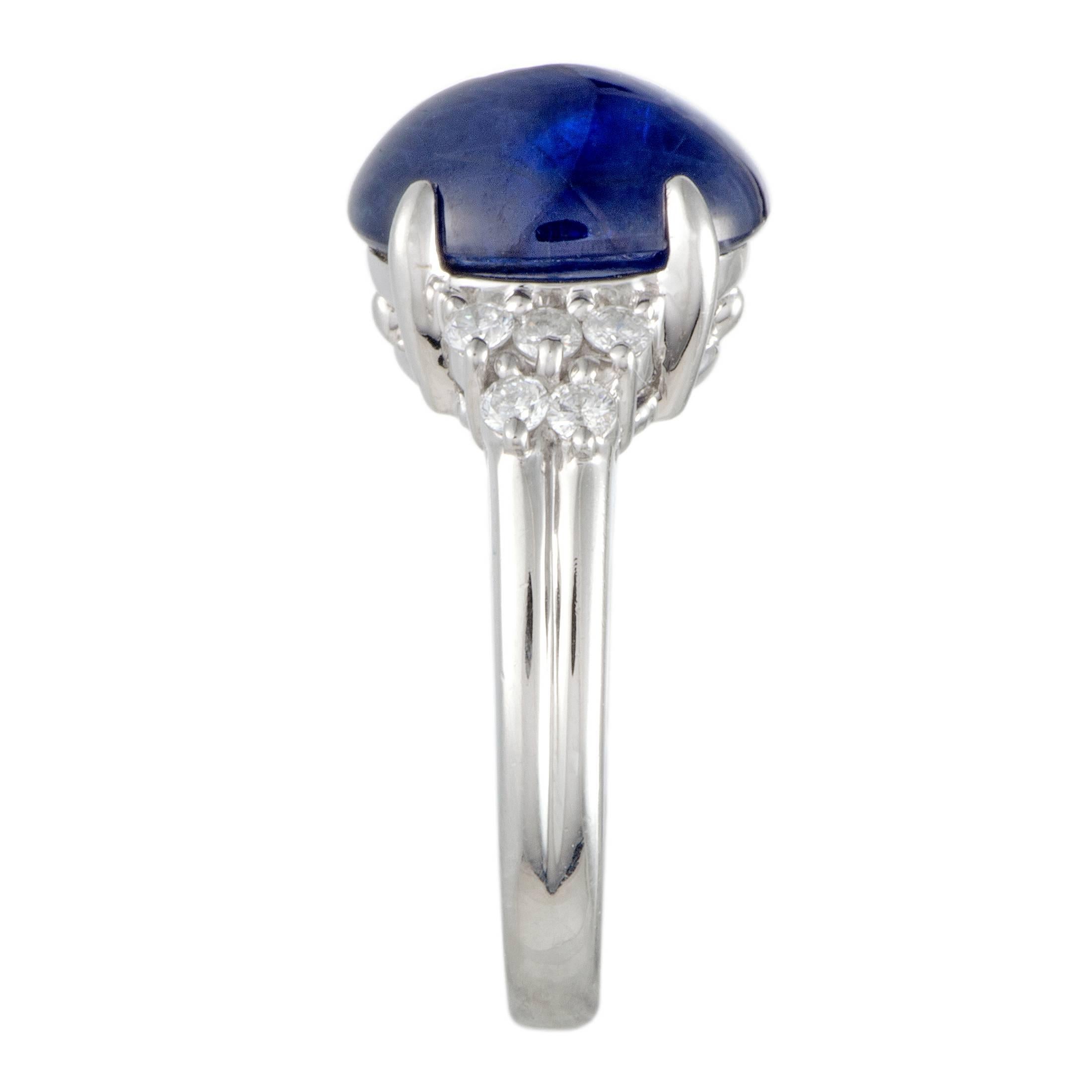 Oval Cut Sapphire and Diamond Platinum Cocktail Ring