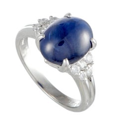 Sapphire and Diamond Platinum Cocktail Ring