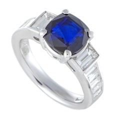 Sapphire and Diamond Platinum Cocktail Ring
