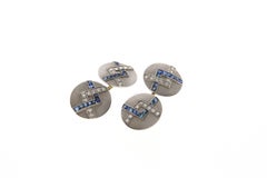 Sapphire and Diamond Platinum Cufflinks, circa 1930