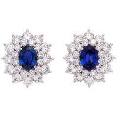Sapphire and Diamond Platinum Earclip Earrings