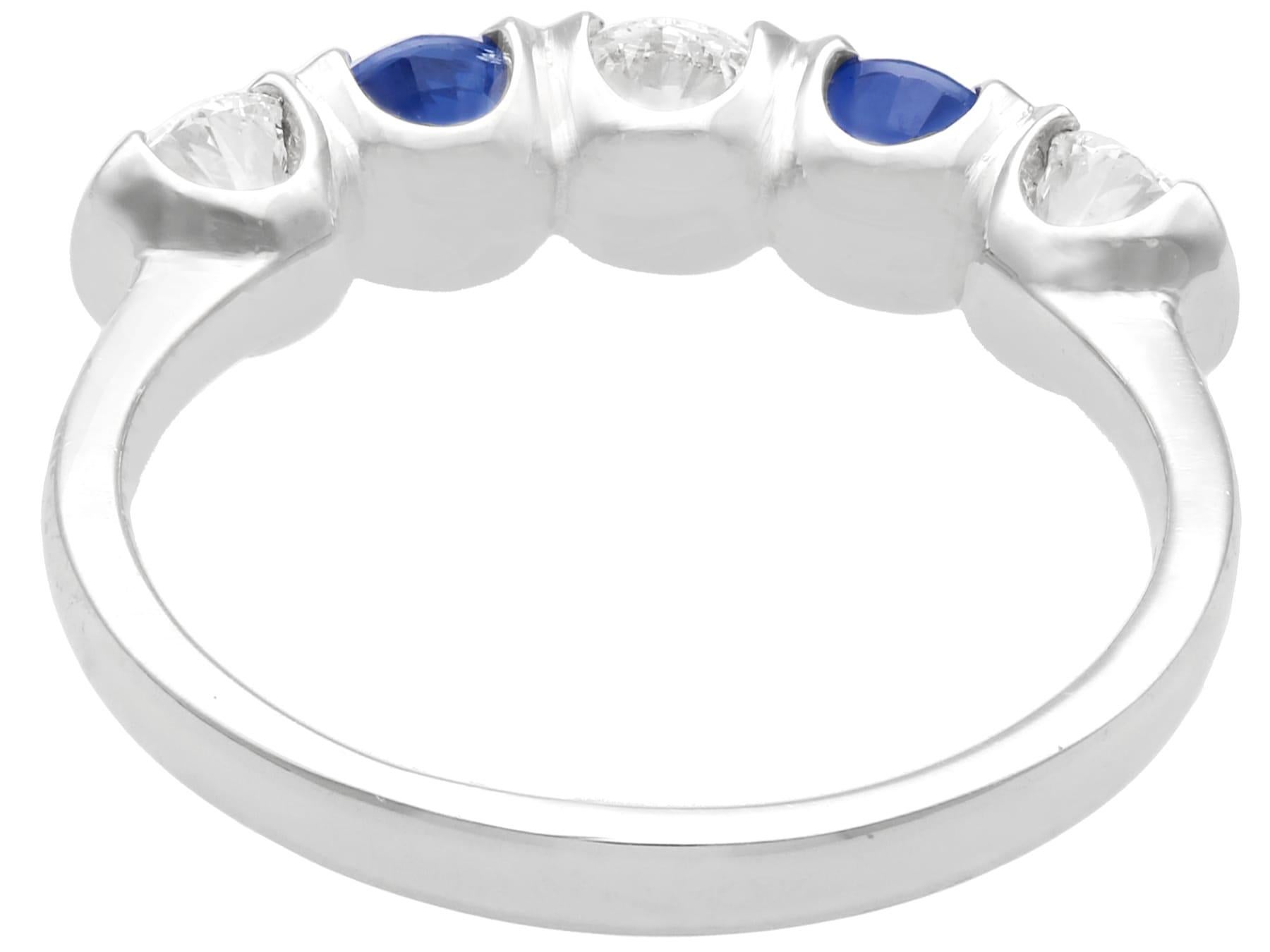 Women's Sapphire and Diamond Platinum Five Stone Cocktail Ring For Sale