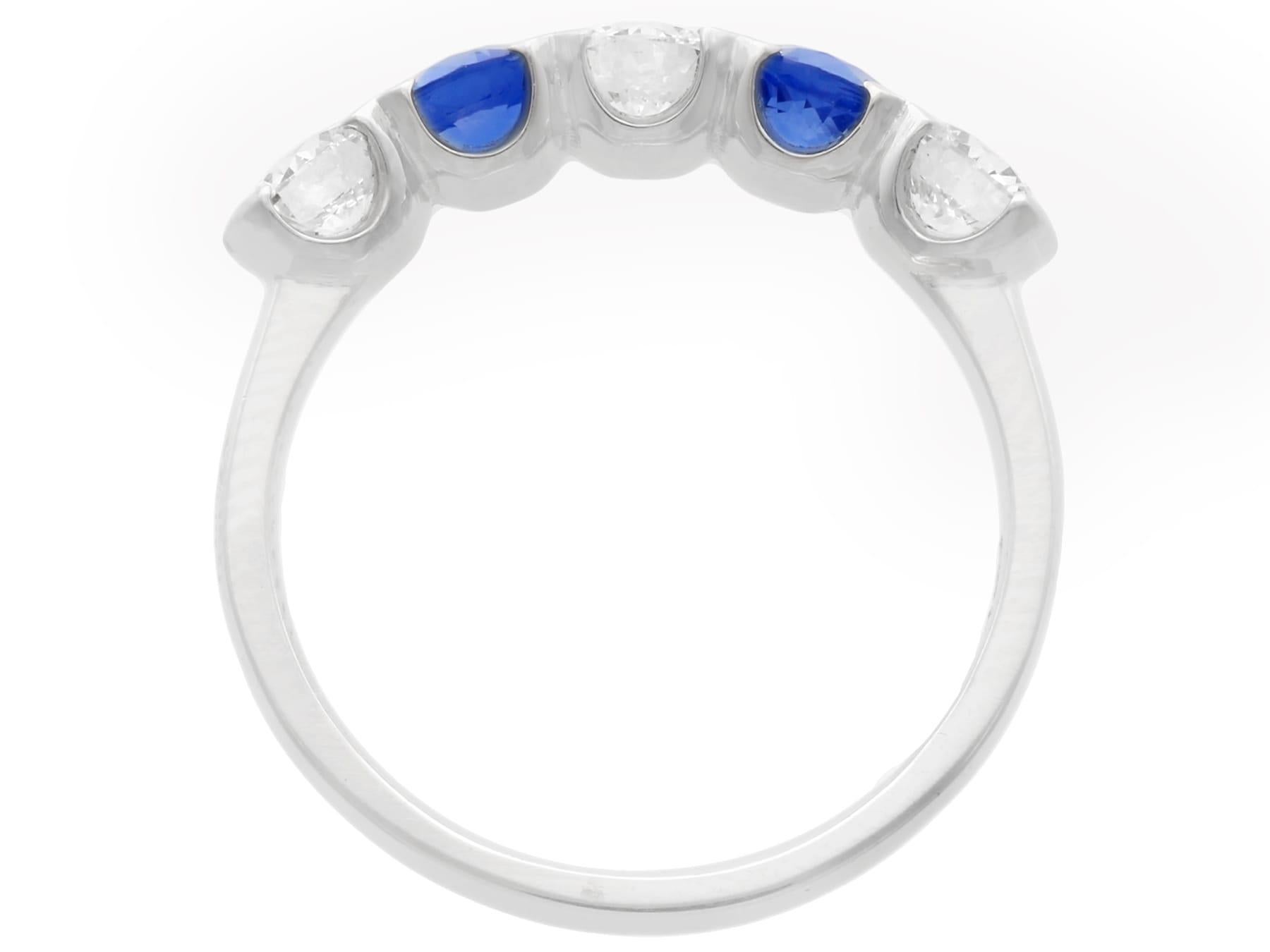 Sapphire and Diamond Platinum Five Stone Cocktail Ring For Sale 1