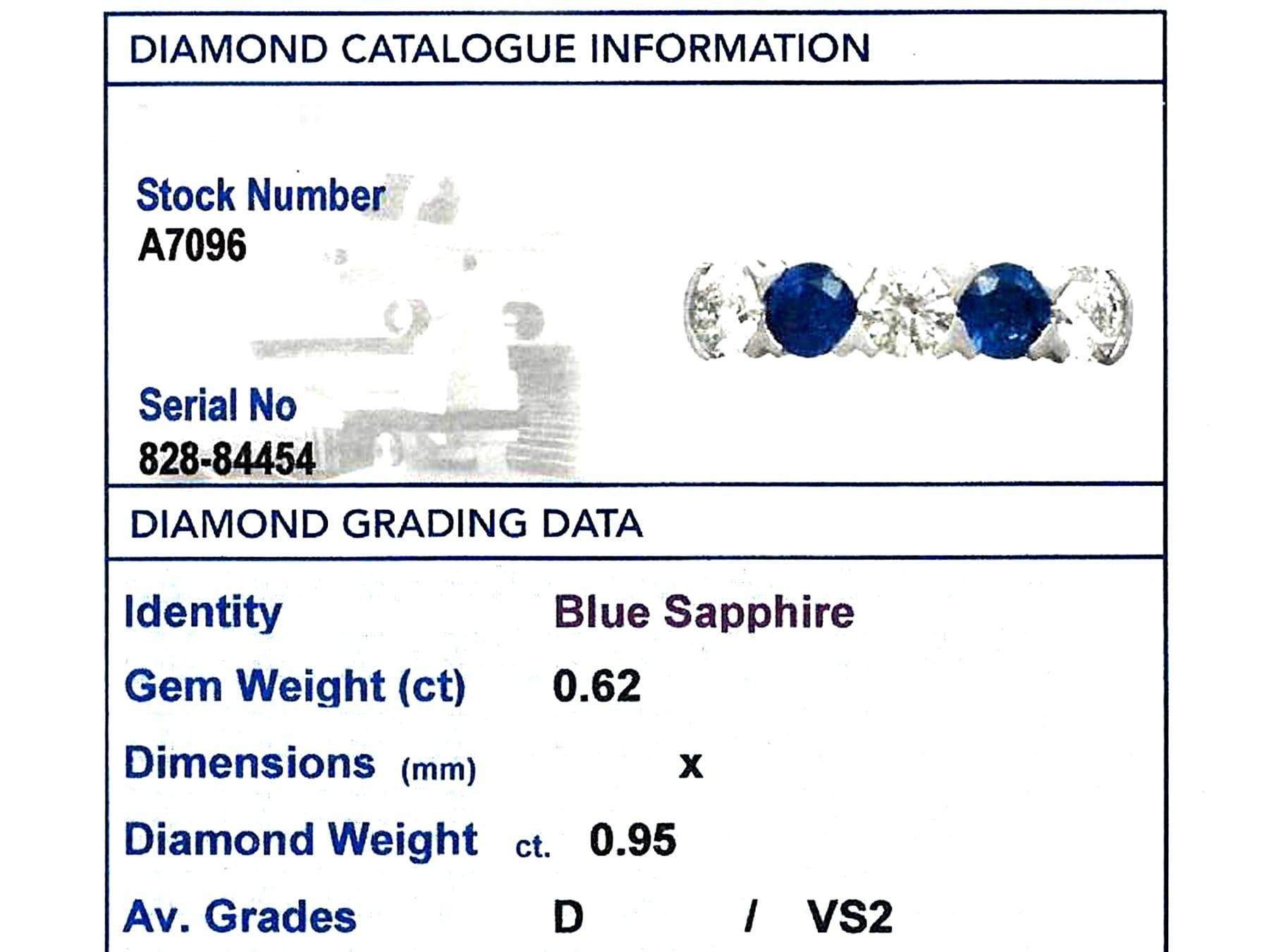 Sapphire and Diamond Platinum Five Stone Cocktail Ring For Sale 2
