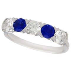 Sapphire and Diamond Platinum Five-Stone Cocktail Ring