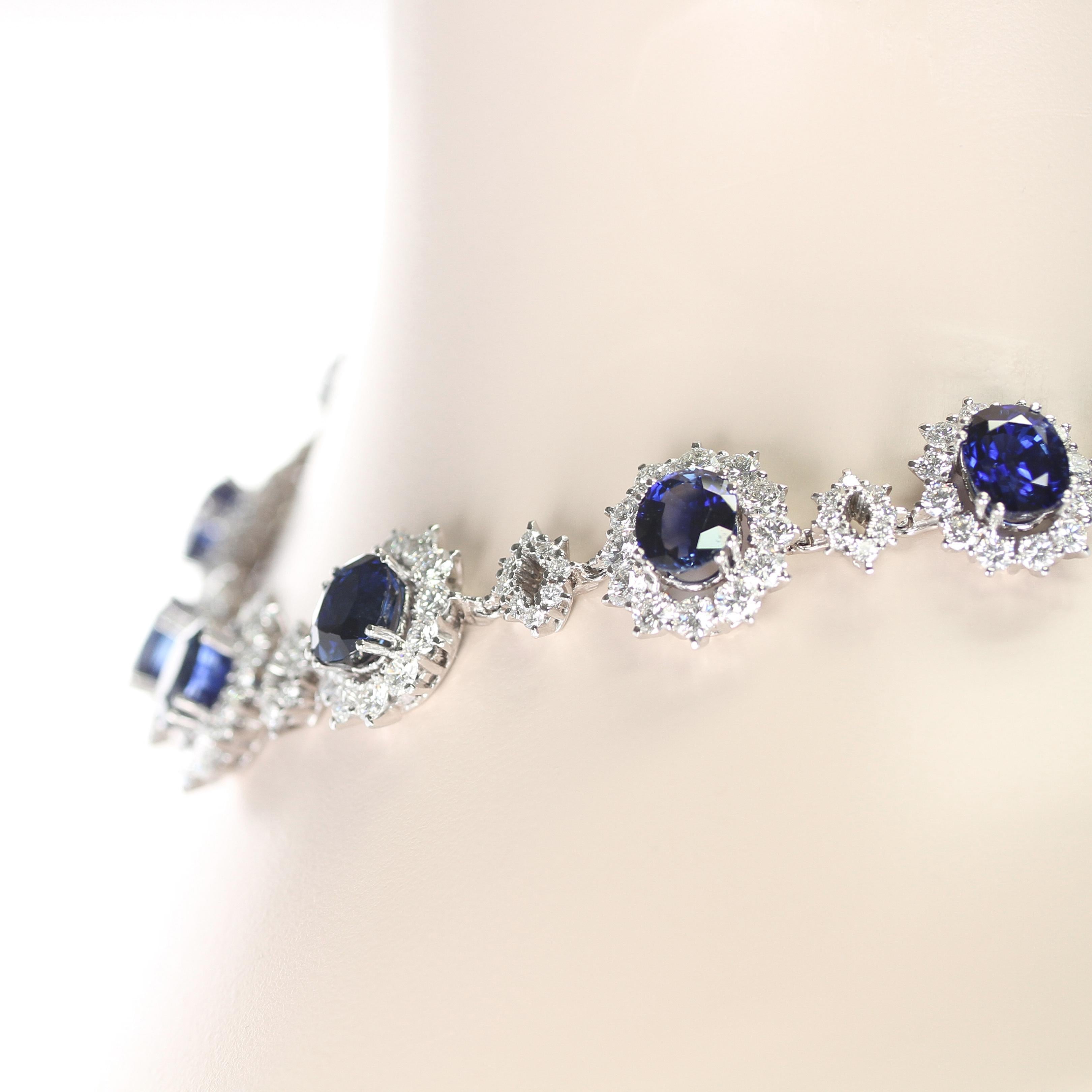 Sapphire and Diamond Platinum Necklace by J. Roca In Excellent Condition For Sale In New York, NY