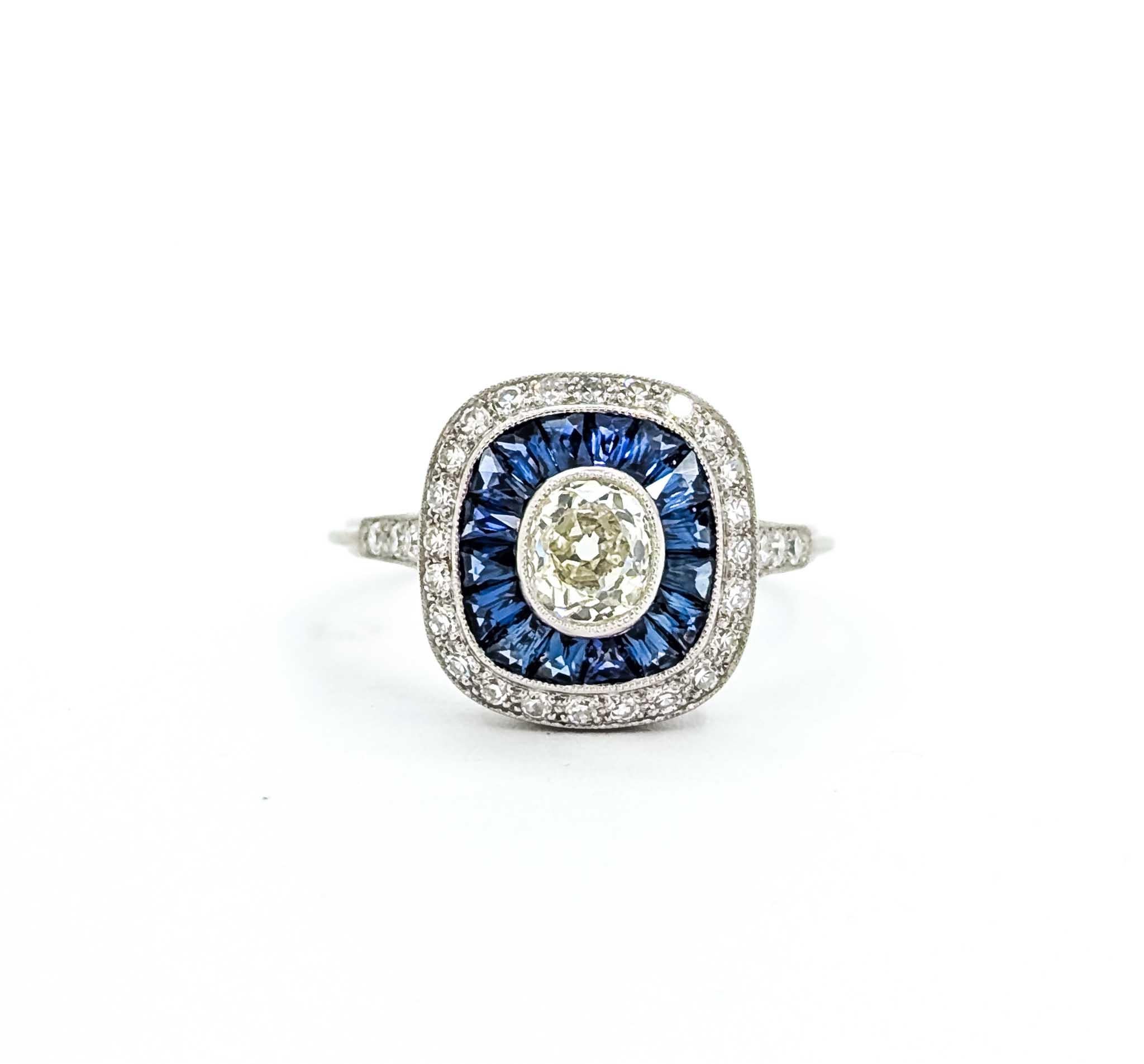 Anello in platino con zaffiro e diamante in vendita 4