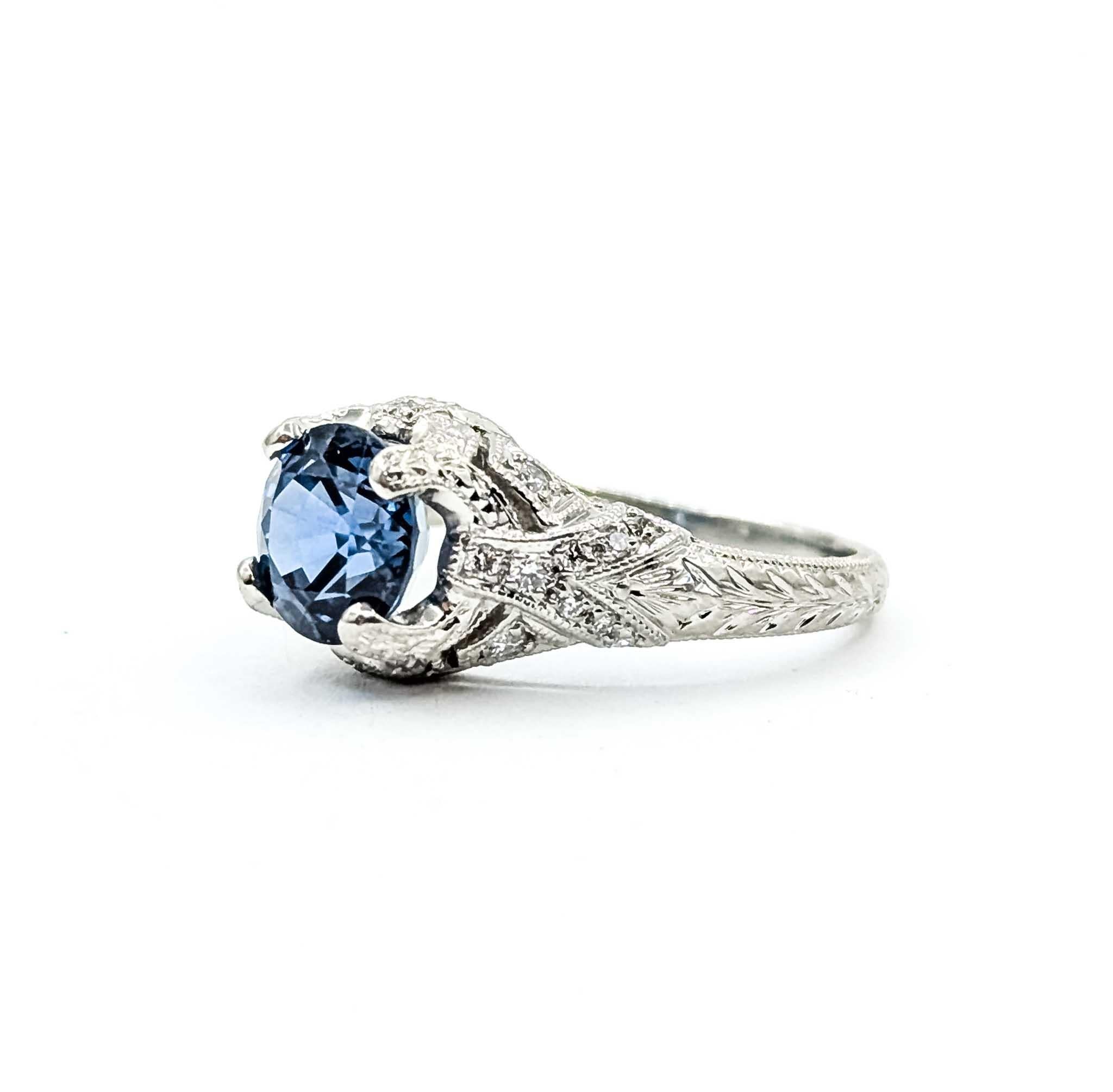 Anello in platino con zaffiro e diamante in vendita 4