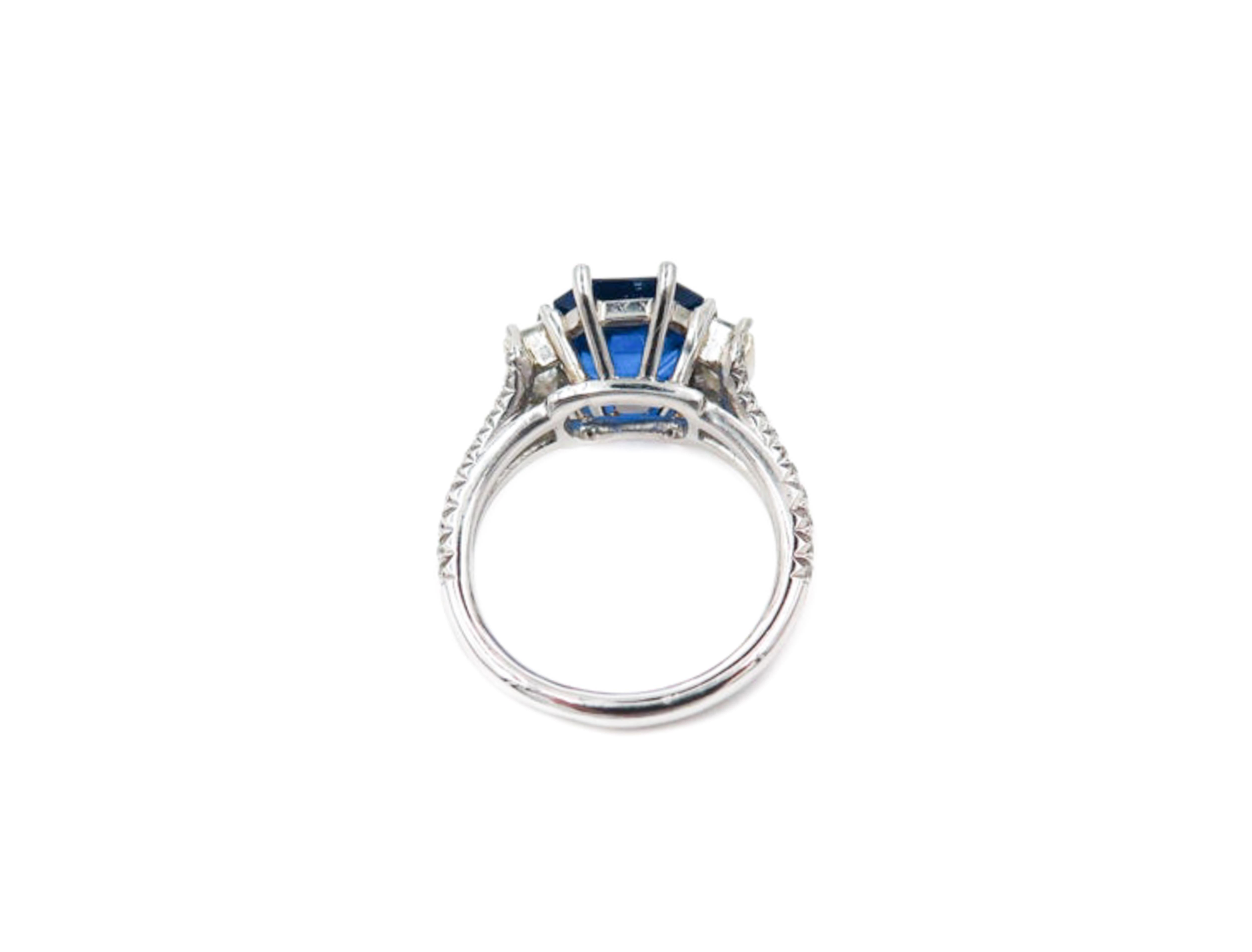 GIA Certified Sapphire and Diamond Platinum Ring 2