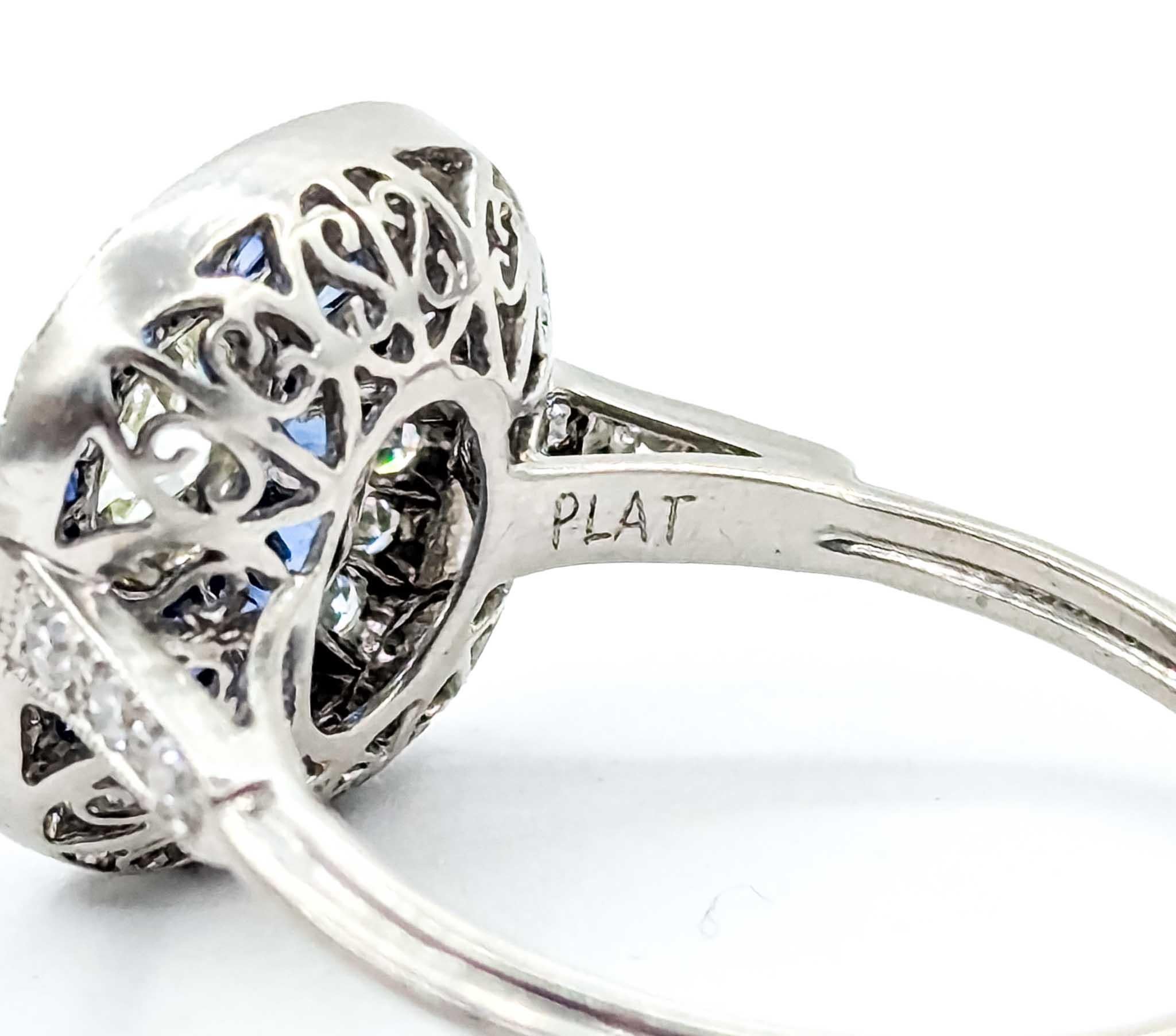 Anello in platino con zaffiro e diamante in vendita 1