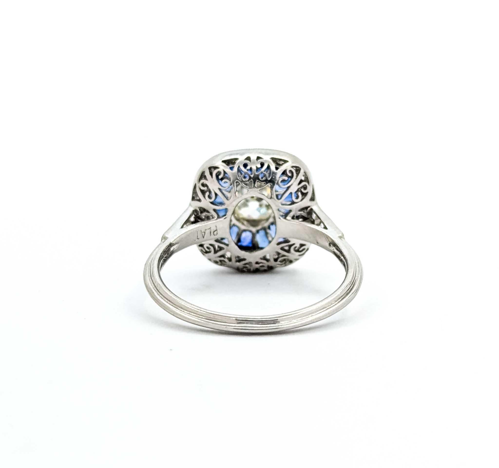 Anello in platino con zaffiro e diamante in vendita 2