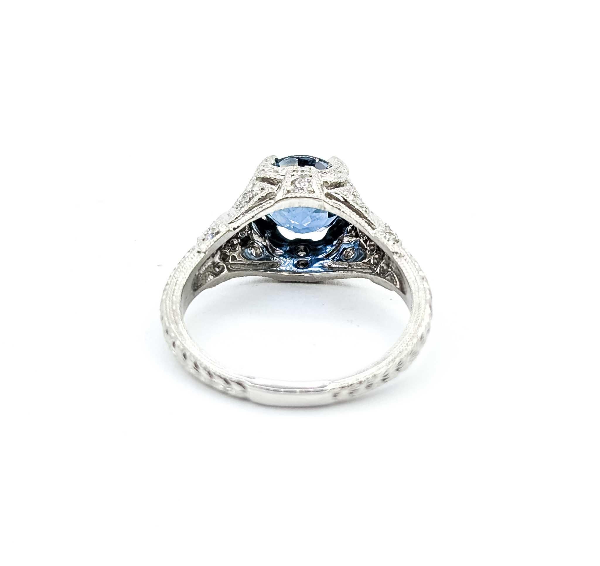 Anello in platino con zaffiro e diamante in vendita 2