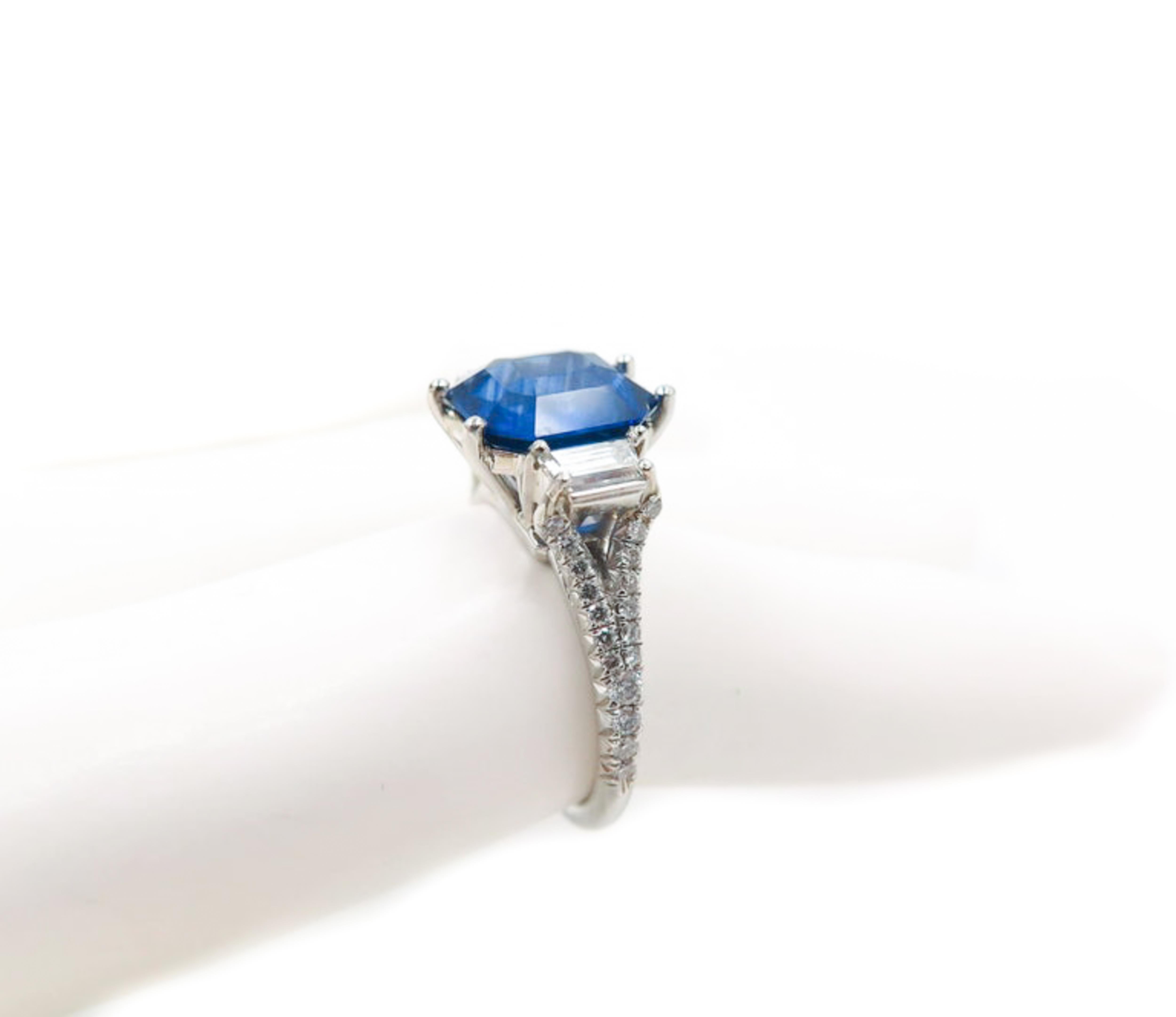 GIA Certified Sapphire and Diamond Platinum Ring 3