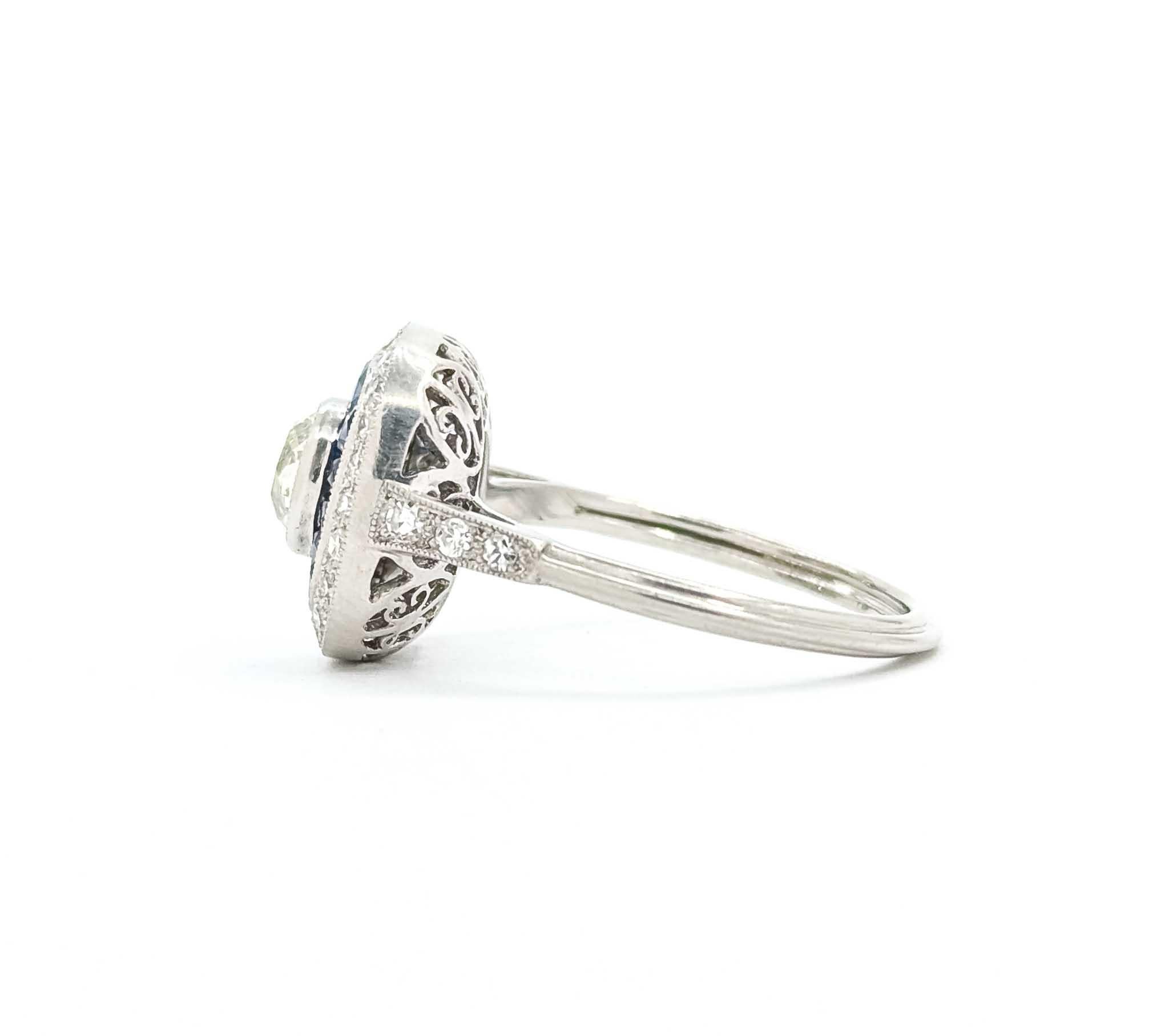 Anello in platino con zaffiro e diamante in vendita 3