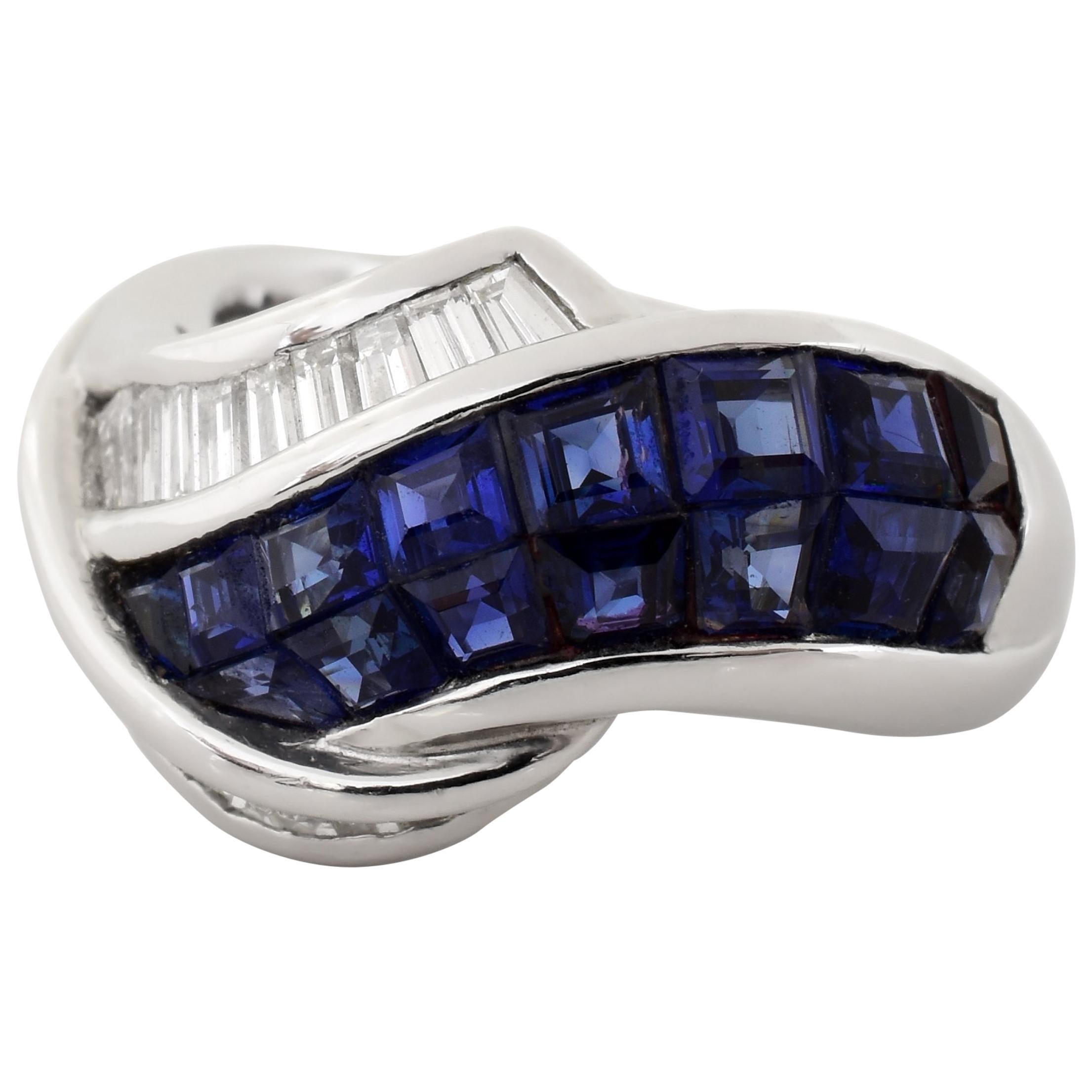 Sapphire and Diamond Platinum Ring