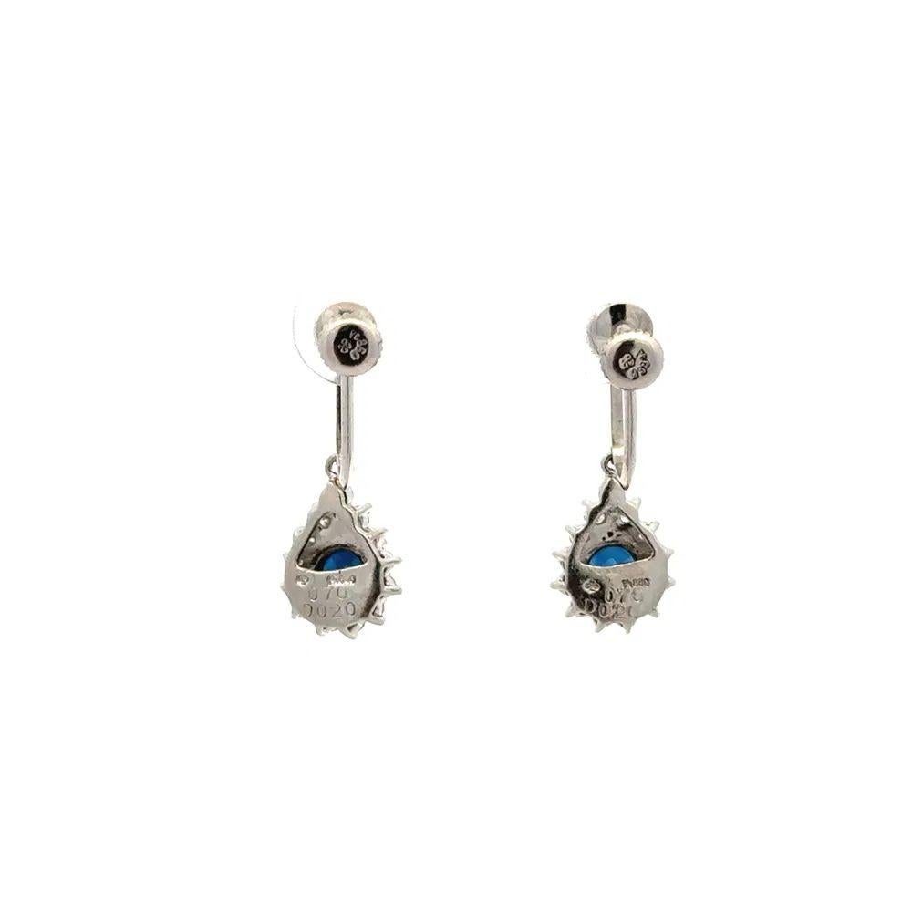 Platin Vintage Tropfenohrringe mit Saphiren und Diamanten aus Platin mit Nachlass-Schmuck (Rundschliff) im Angebot