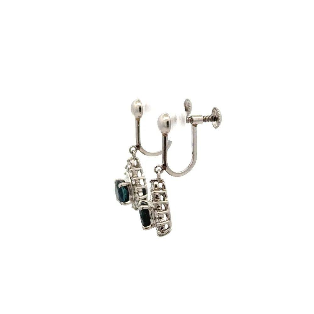 Platin Vintage Tropfenohrringe mit Saphiren und Diamanten aus Platin mit Nachlass-Schmuck im Zustand „Hervorragend“ im Angebot in Montreal, QC