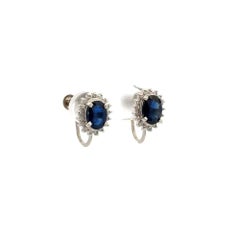 Sapphire and Diamond Platinum Vintage Earrings Estate Fine Jewelry