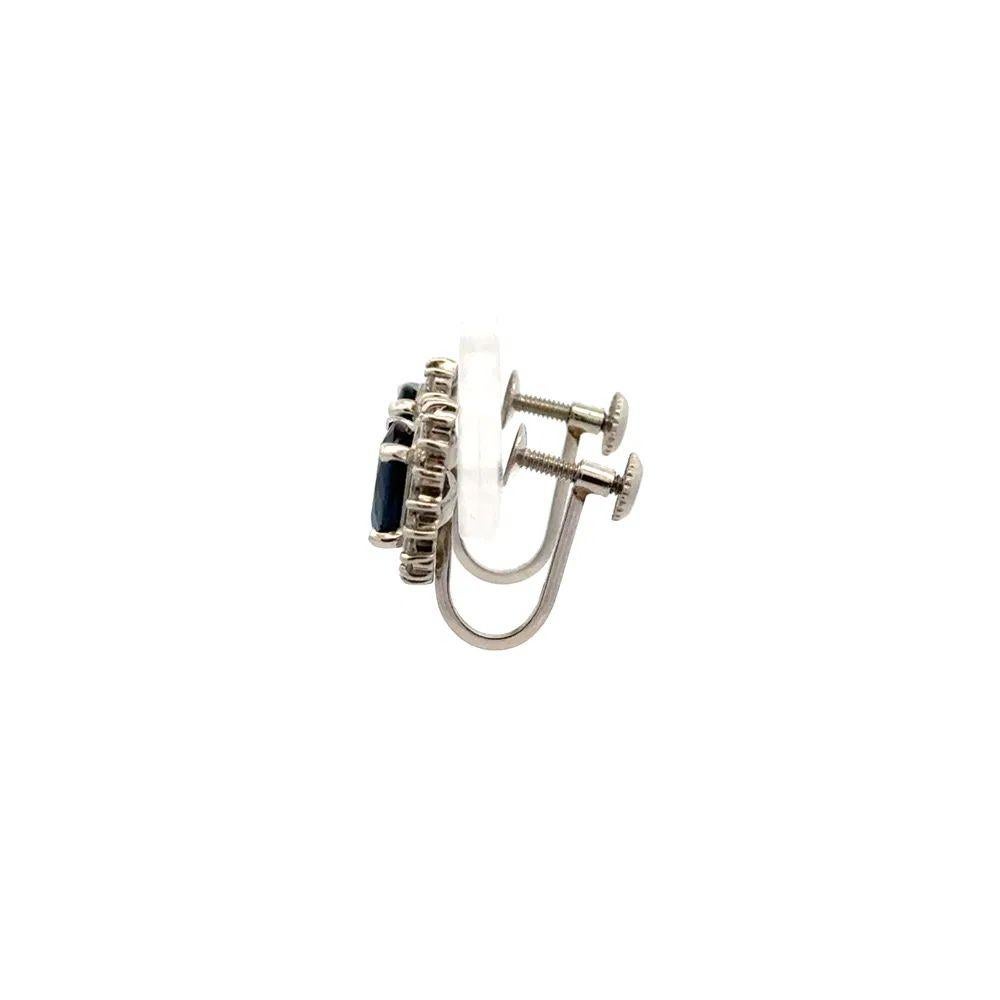 Mixed Cut Sapphire and Diamond Platinum Vintage Earrings Estate Fine Jewelry For Sale