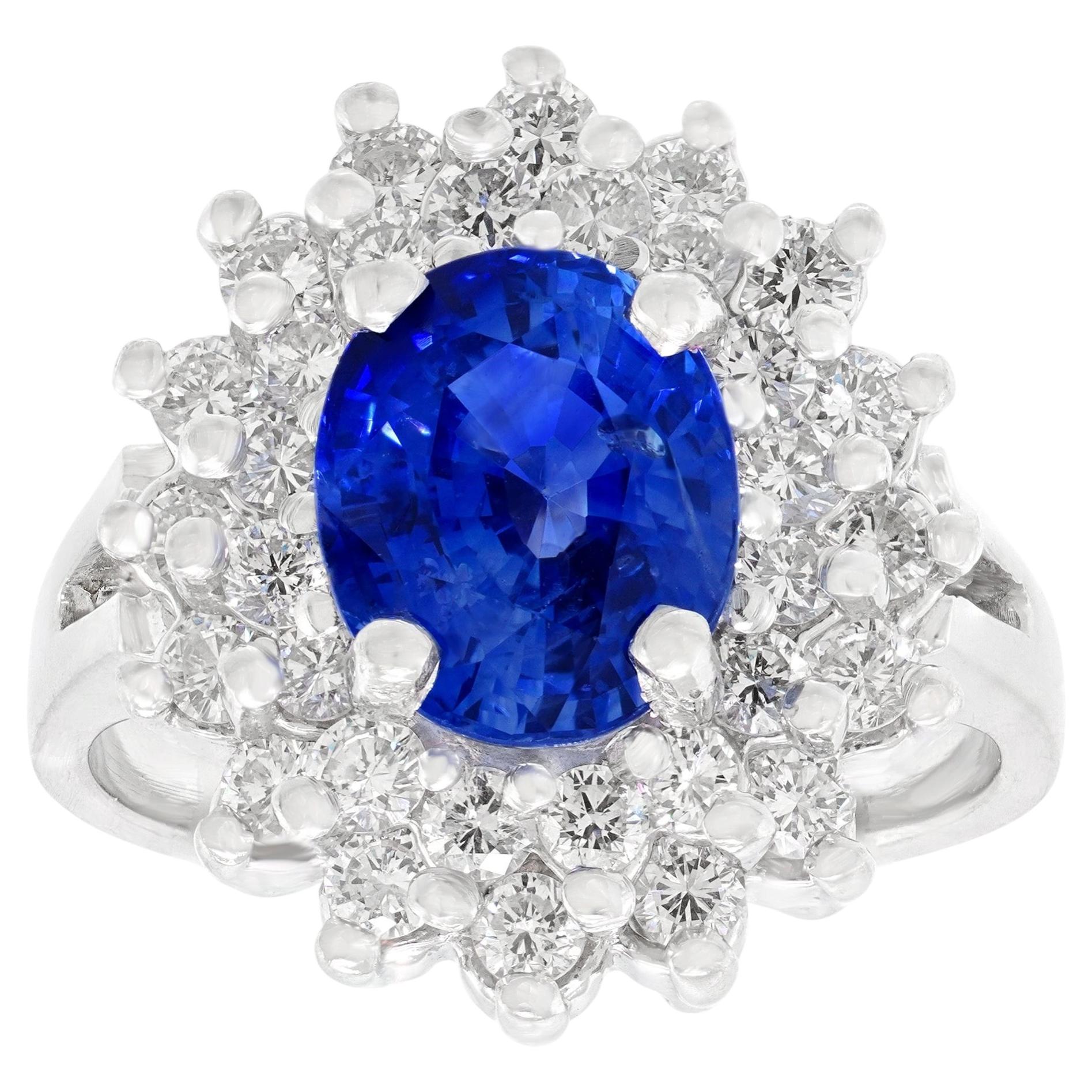 Sapphire and Diamond Princess Di Ring For Sale