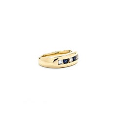 Bague saphir et diamant Bague de chaîne en or jaune 14k