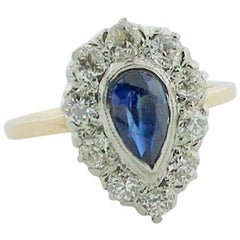 Sapphire and Diamond Ring, circa 1920s in Platinum and Yellow Gold